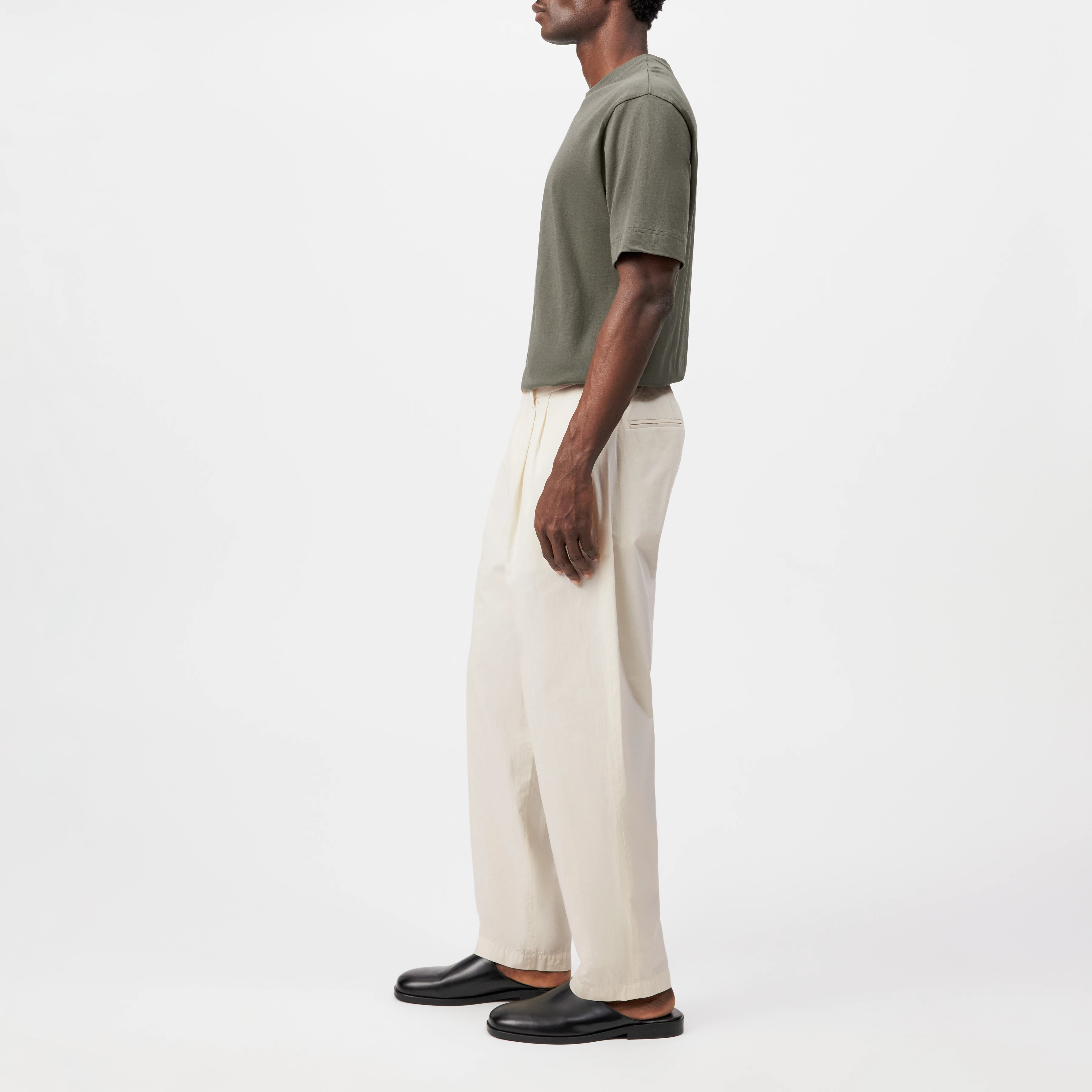 MARYKO - Tailored cotton-twill trousers - men - off white - Seitenansicht
