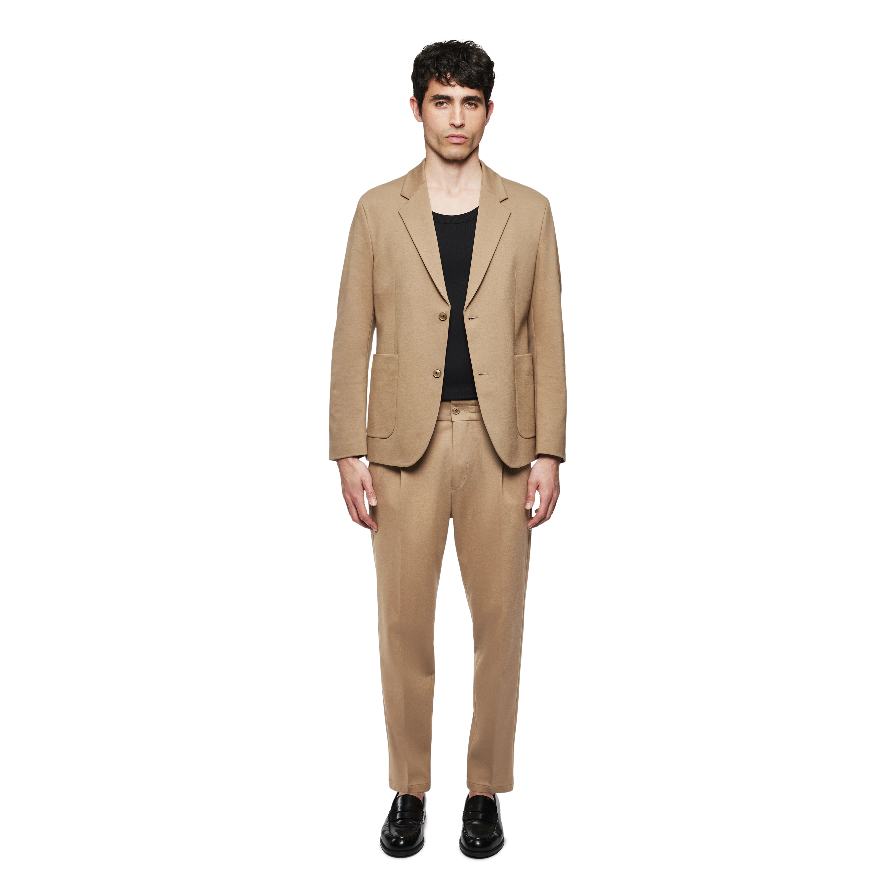 MARLS - Jekker met één rij knopen in jersey - heren - bruin - Ganzkörper-Frontansicht