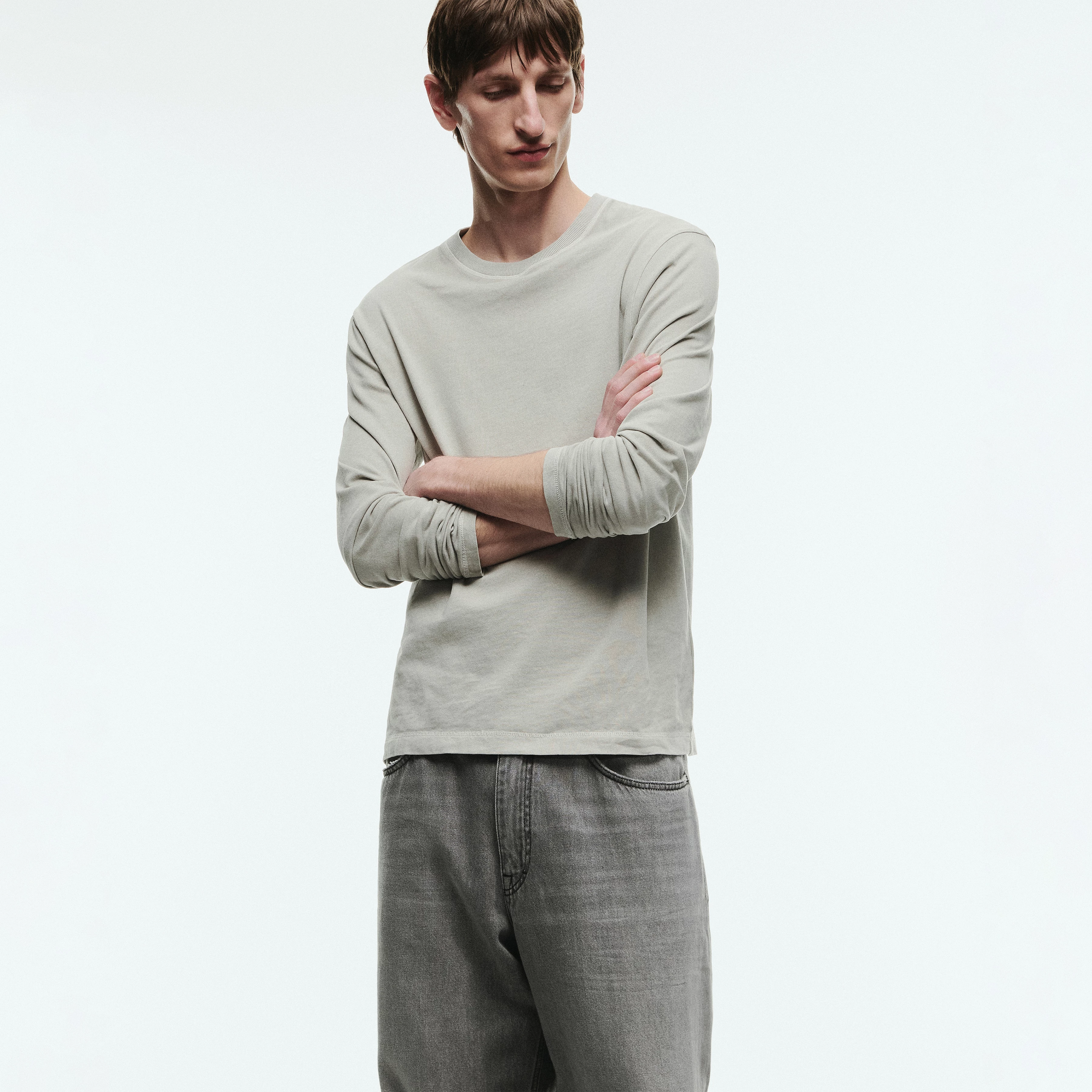 TALDOR - Long-sleeved top in washed look - men - grey