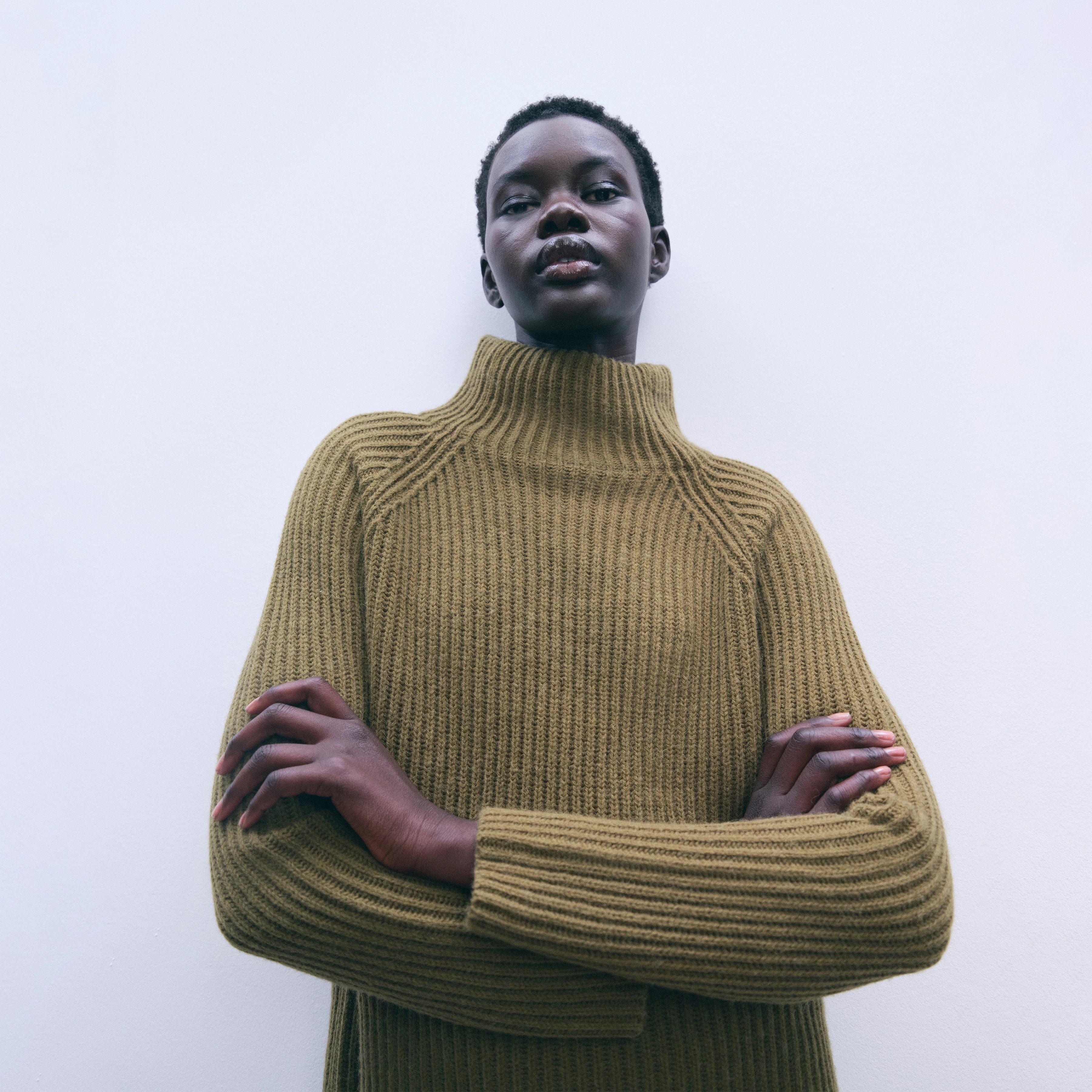 ARWEN - Pull à col roulé en laine et alpaga mélangés - women - vert