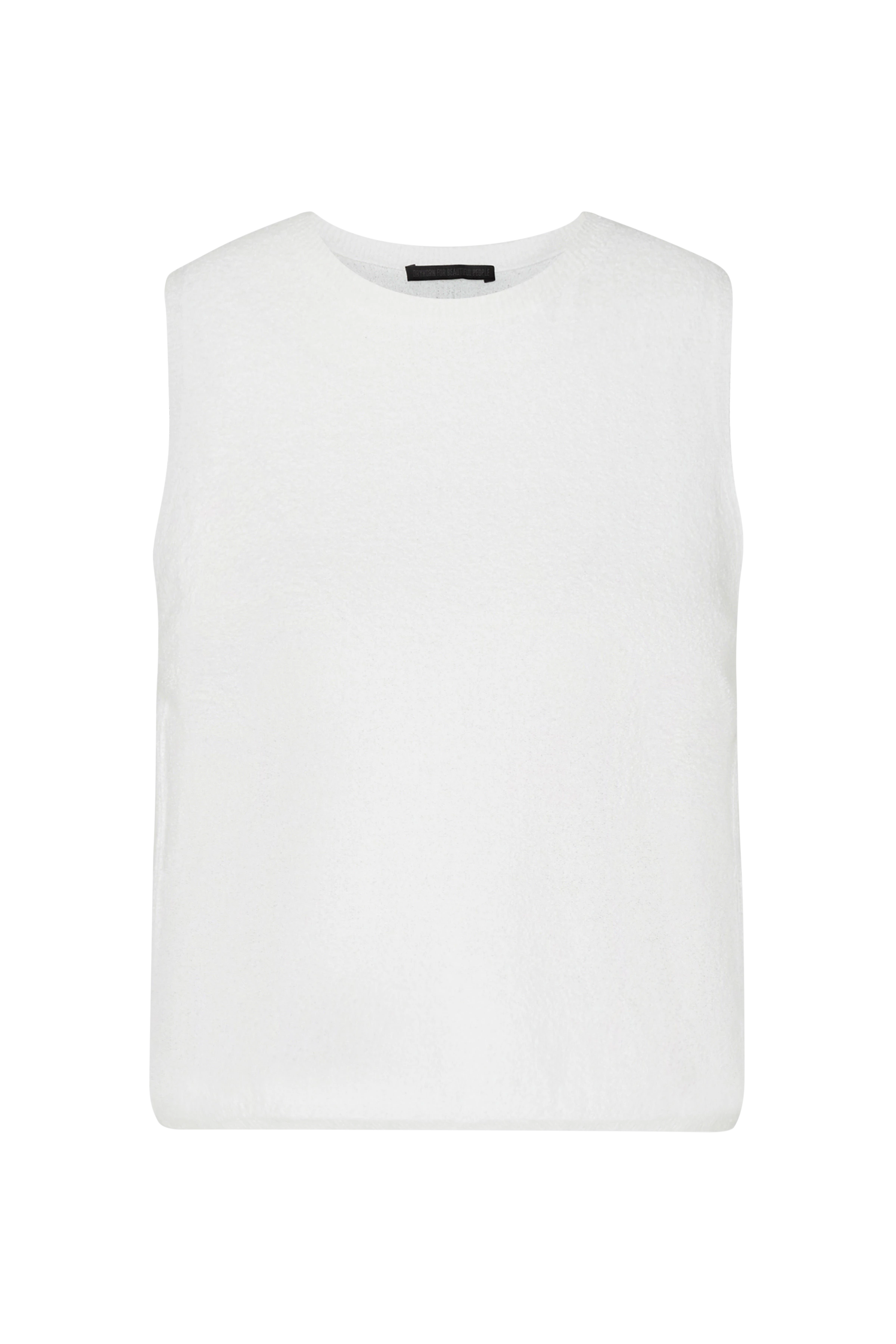 NOARA - Mouwloze gebreide top in fijn katoenen friségaren - dames - wit - Freisteller Frontansicht