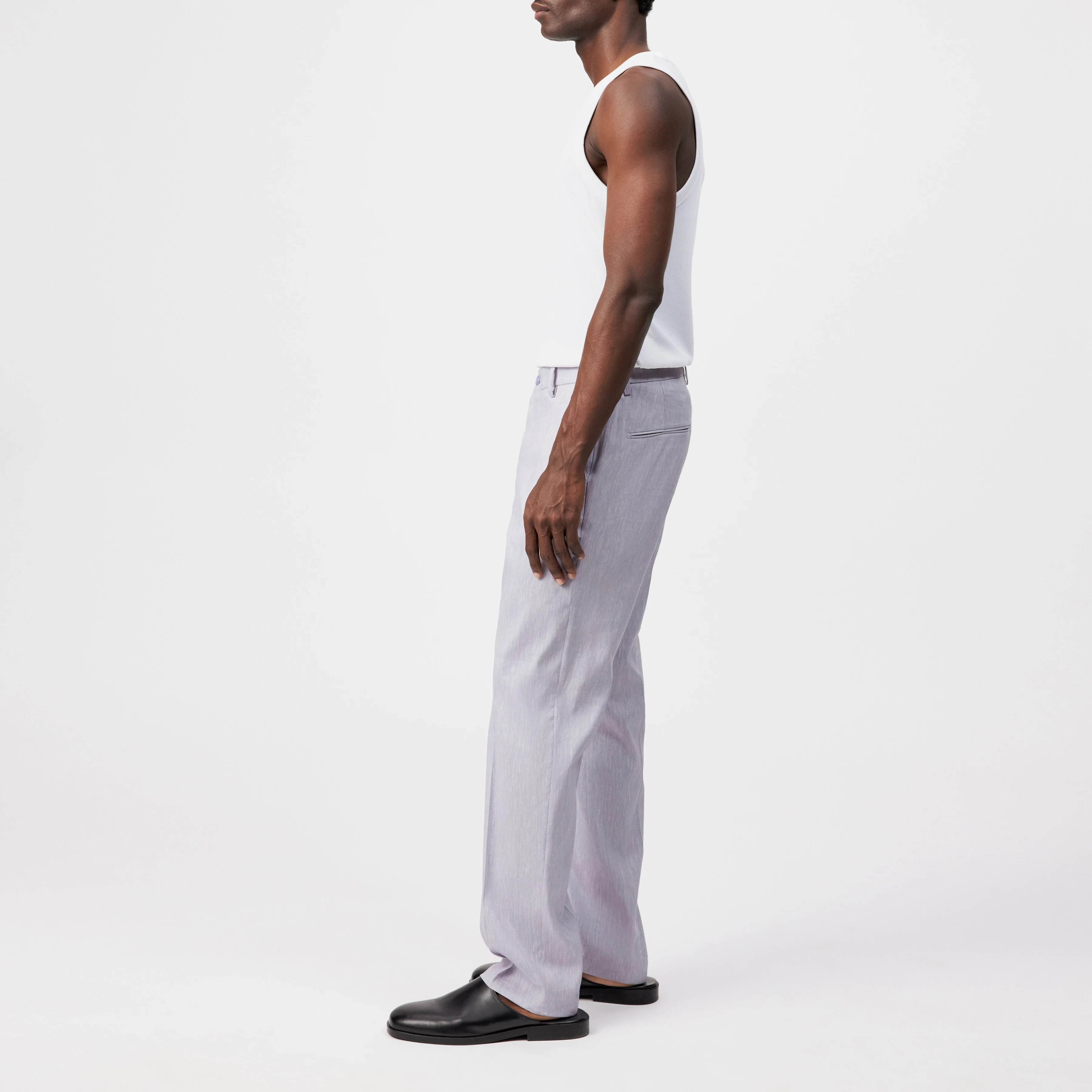 AJEND_RGLR - Gekonfekteerde broek in linnenmix - heren - purper - Seitenansicht