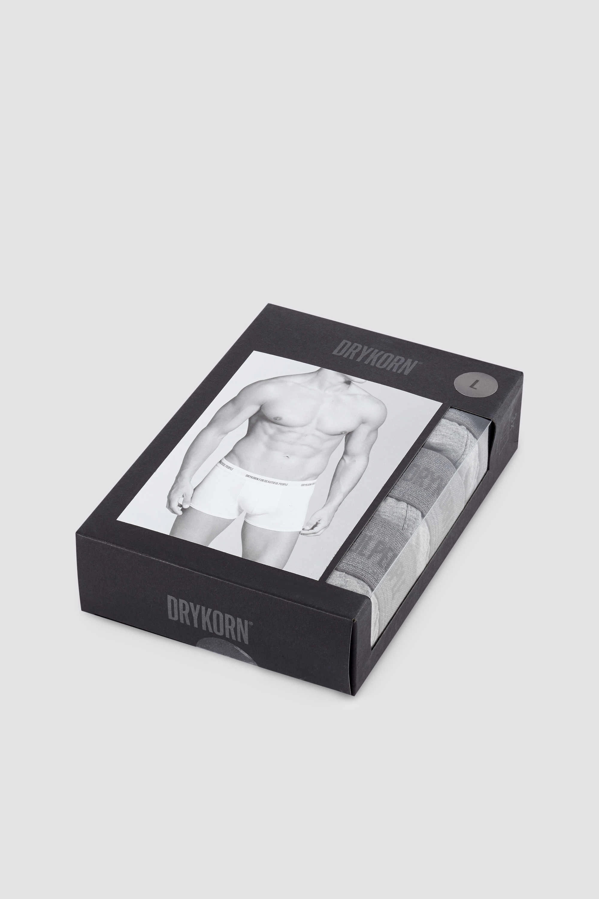 CORBIN_3 - 3-pack boxer shorts in cotton mix - unisex - grey - Detailansicht am Model