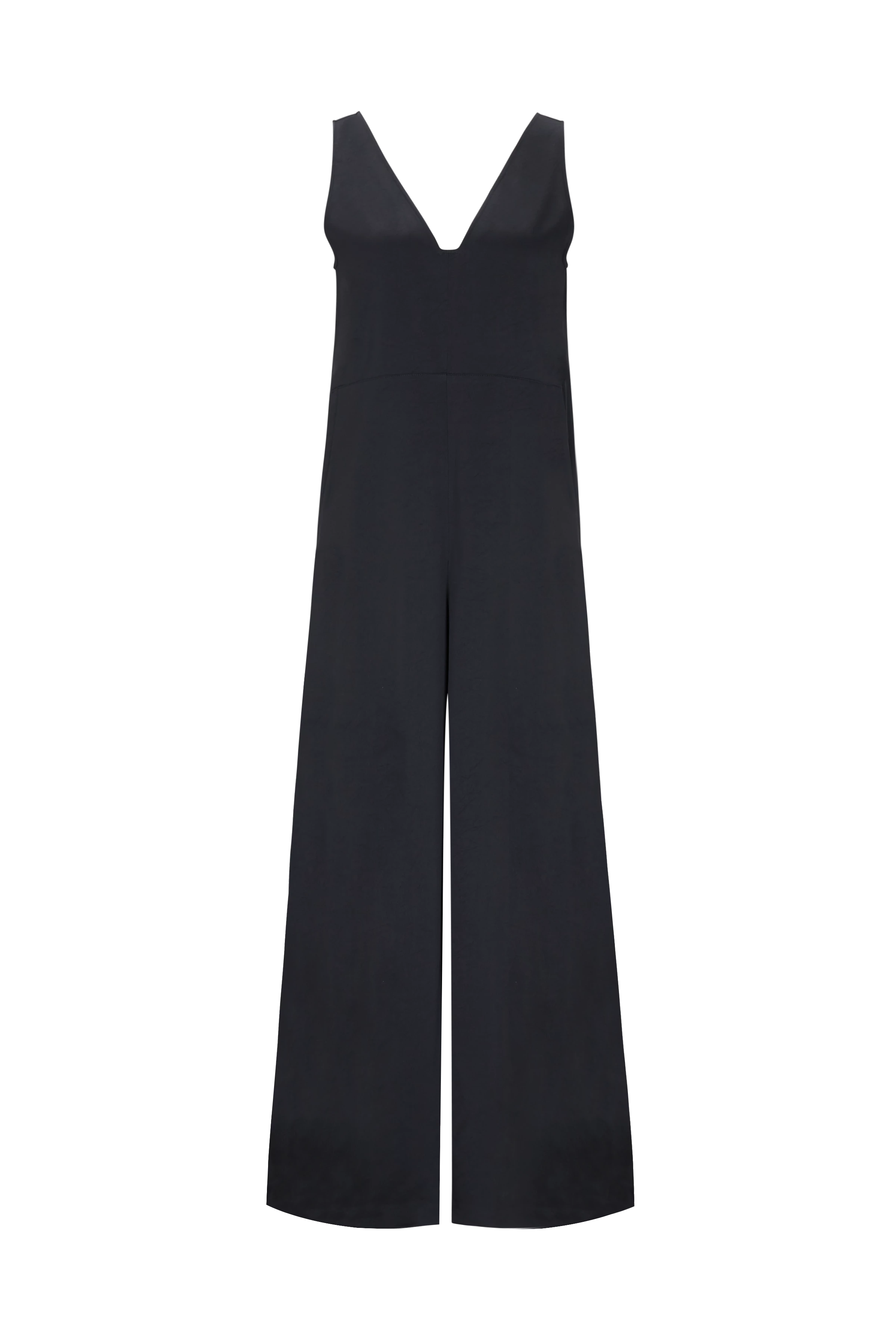 JEFFSUNG - Lässiger Overall in luxuriösem Satin - Damen - schwarz - Freisteller Frontansicht