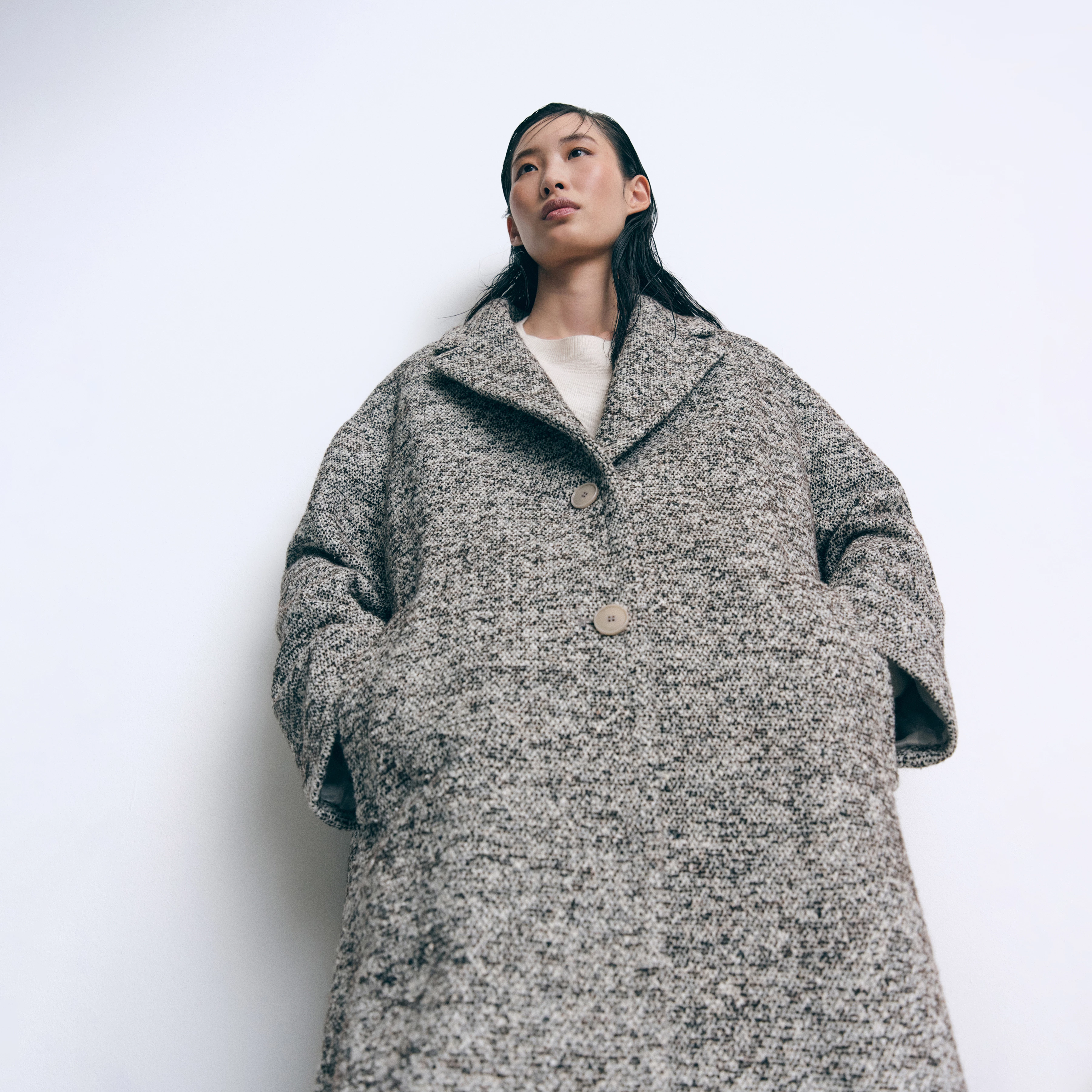 NUTHALL - Lässiger Hüllenmantel in Woll-Mix - Damen - braun