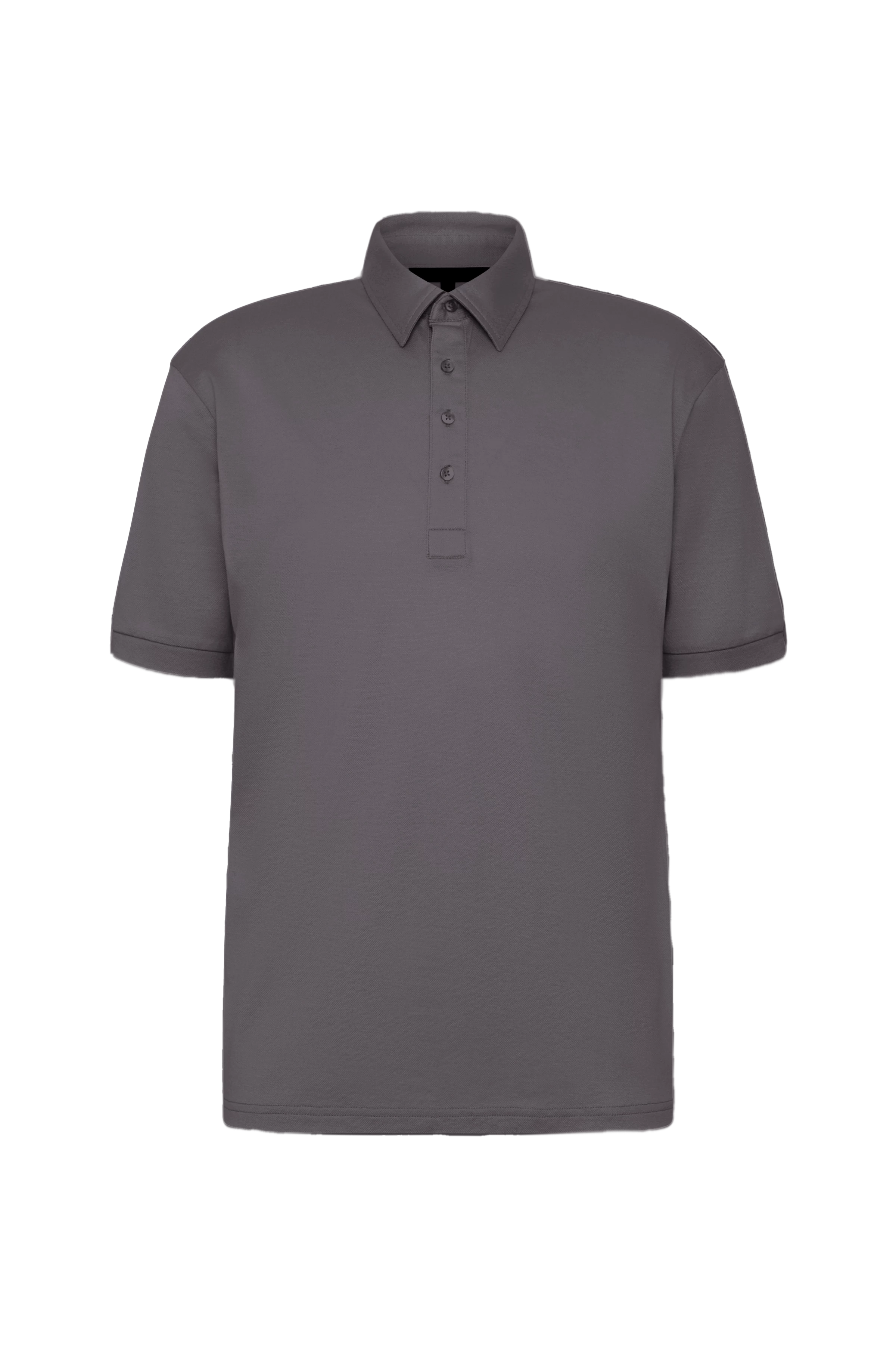 GARRY - 4-knoops polo met omgeslagen kraag in piqué - heren - grijs - Freisteller Frontansicht