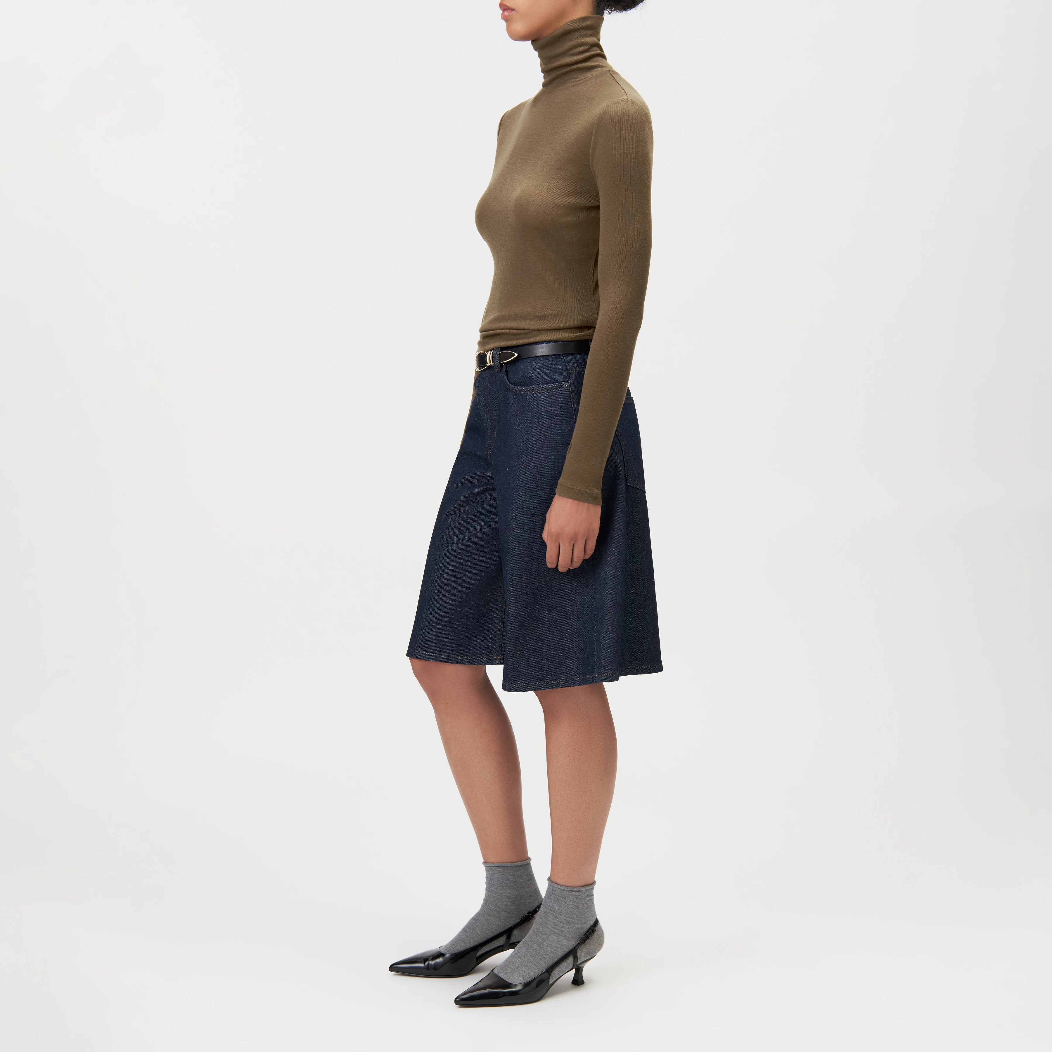 ZERAFNE - Slim long sleeve in lyocell-wool blend - women - green - Seitenansicht