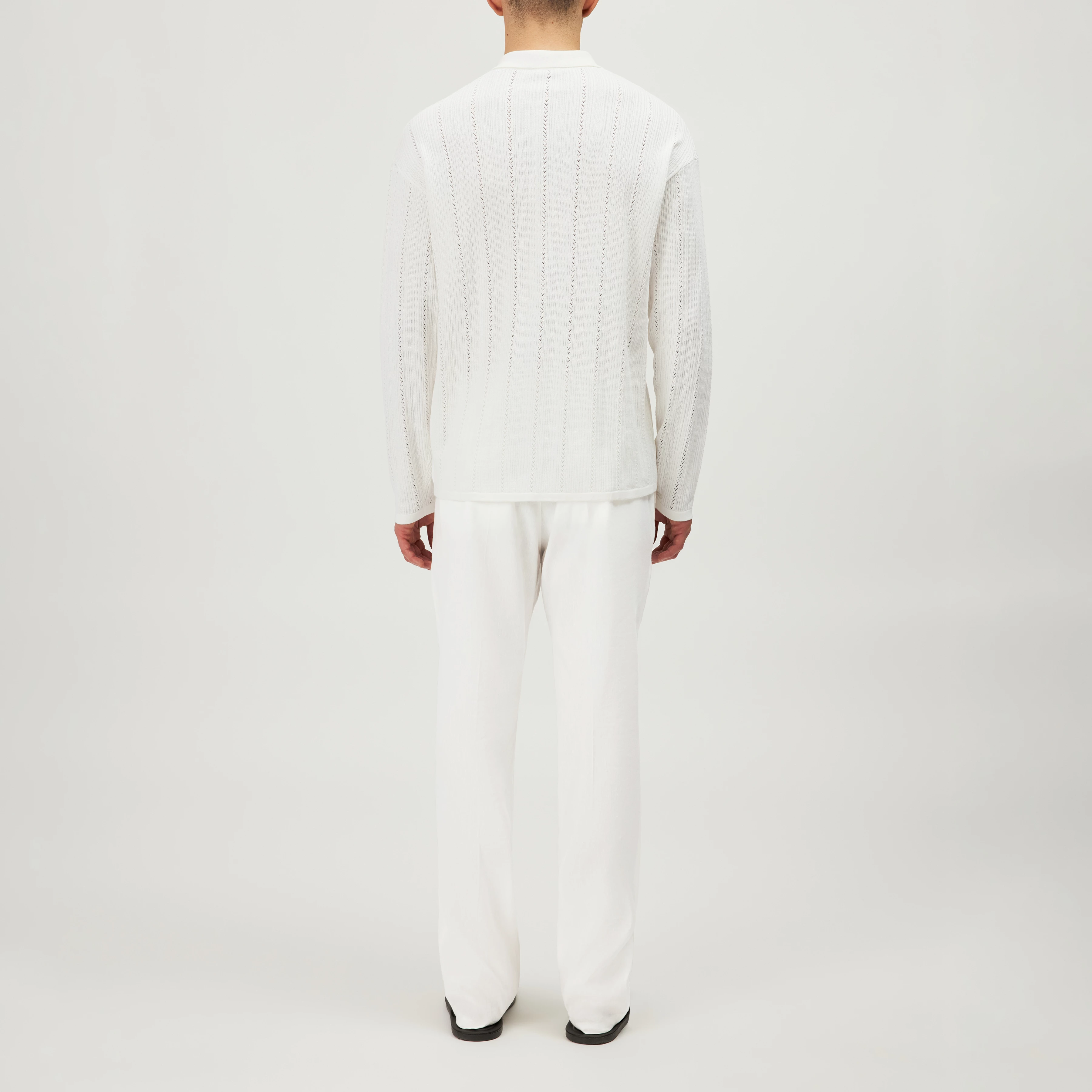 EMILIAS - Regular fit cotton polo - men - off white - Rückansicht
