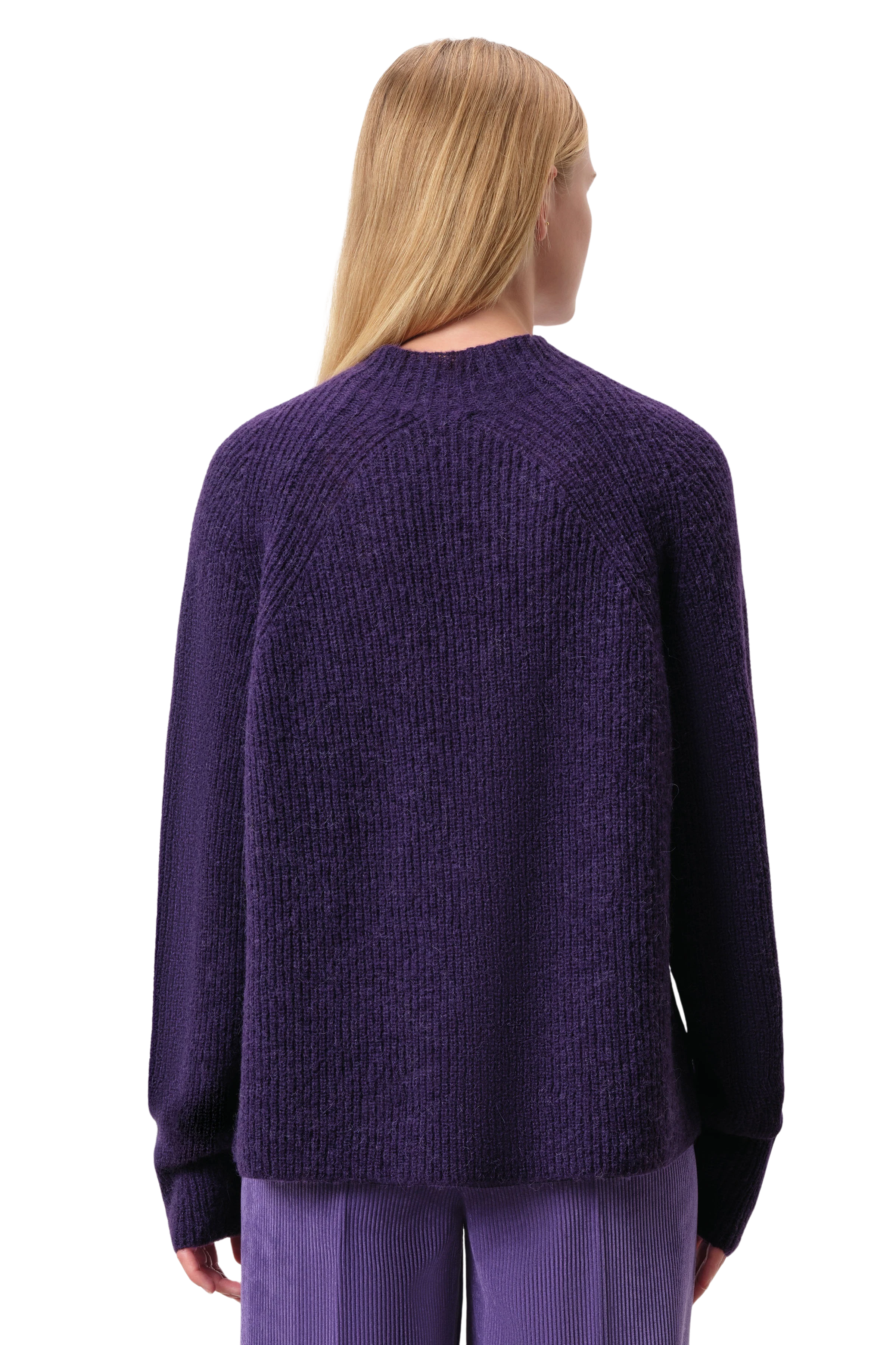 IONYA - Sweater with mini turtle neck in alpaca wool mix - women - purple - Rückansicht