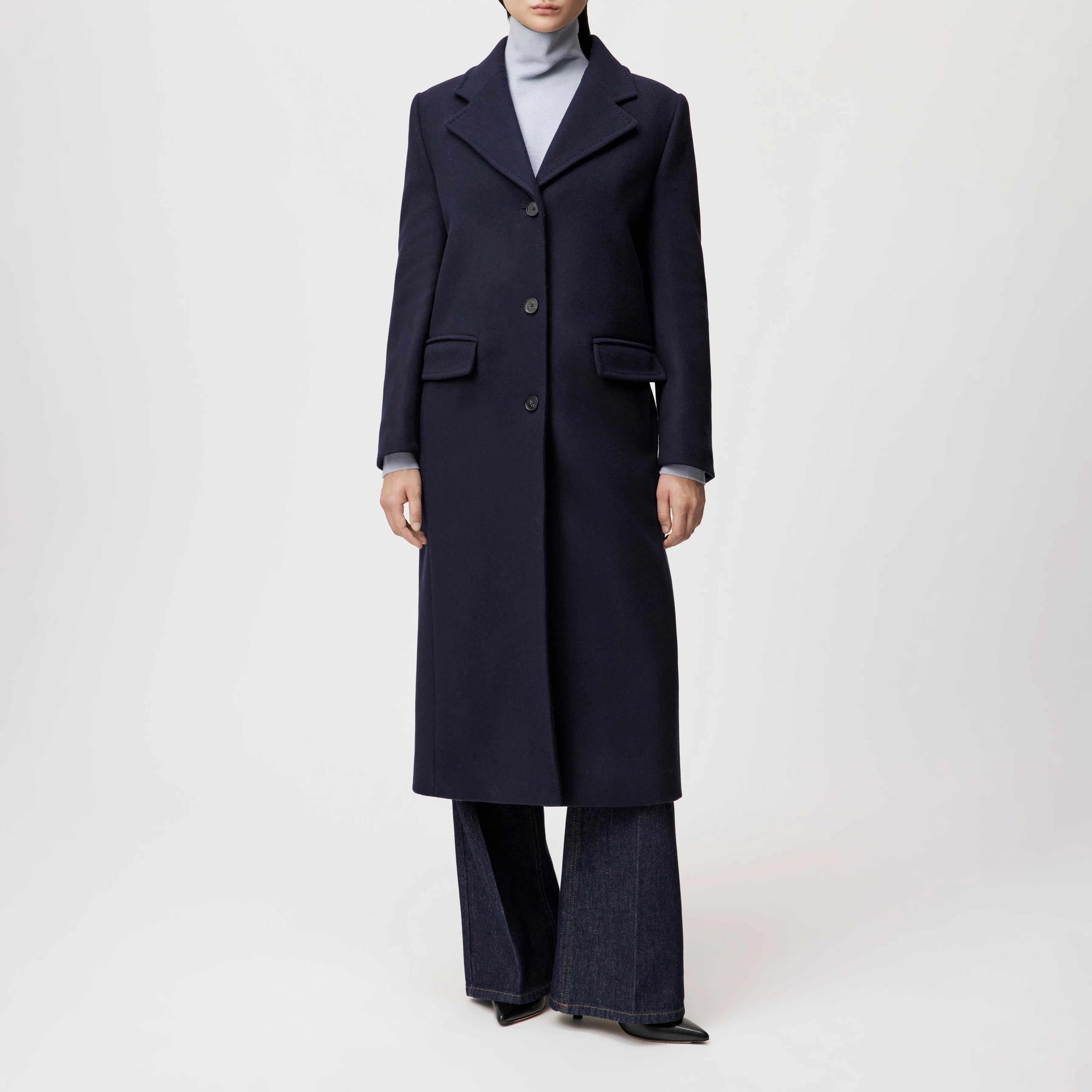 AISBY - Mantel in winterlichem Woll-Mix - Damen - blau - Frontansicht