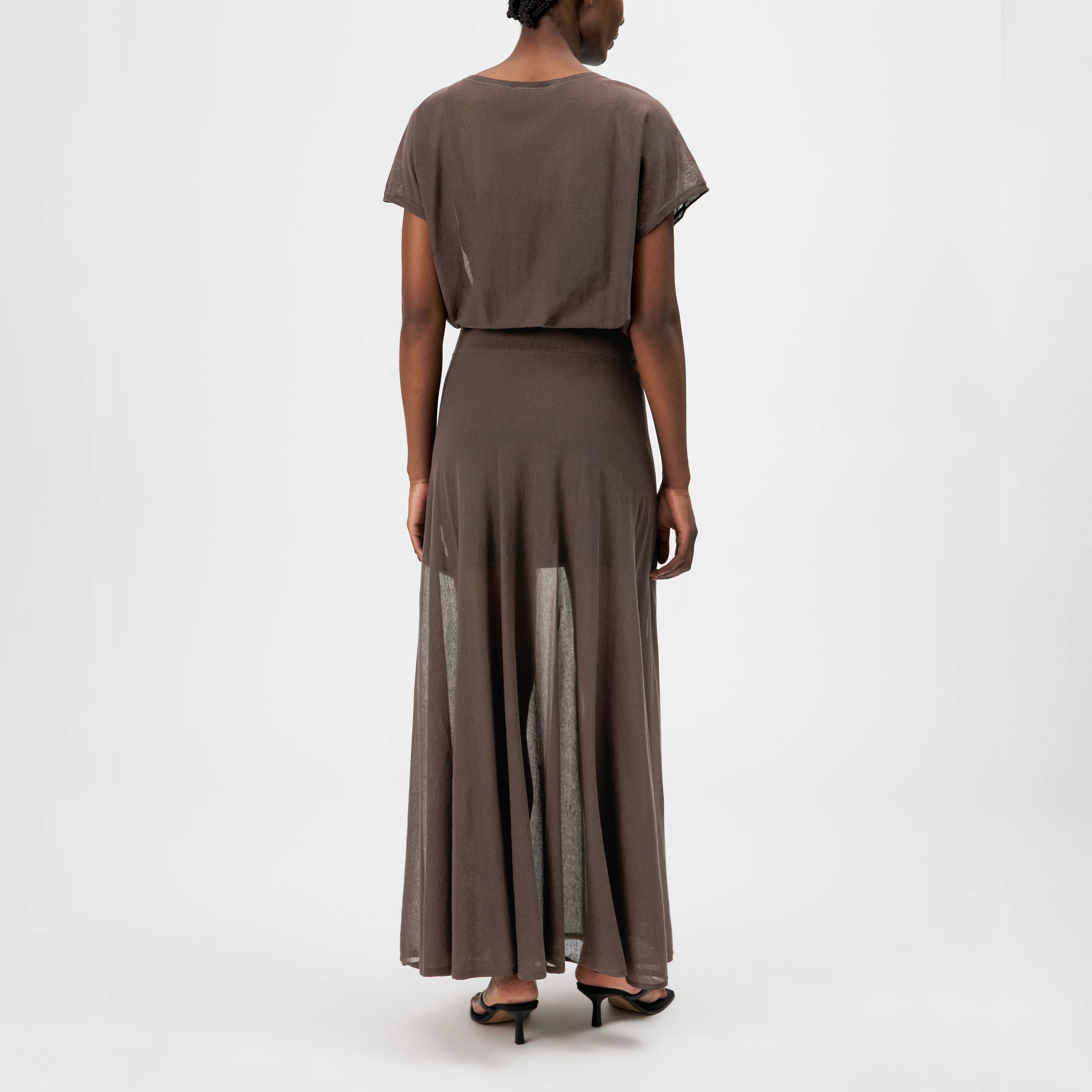 TENSYA_2 - Maxi skirt in fine knit - women - brown - Rückansicht