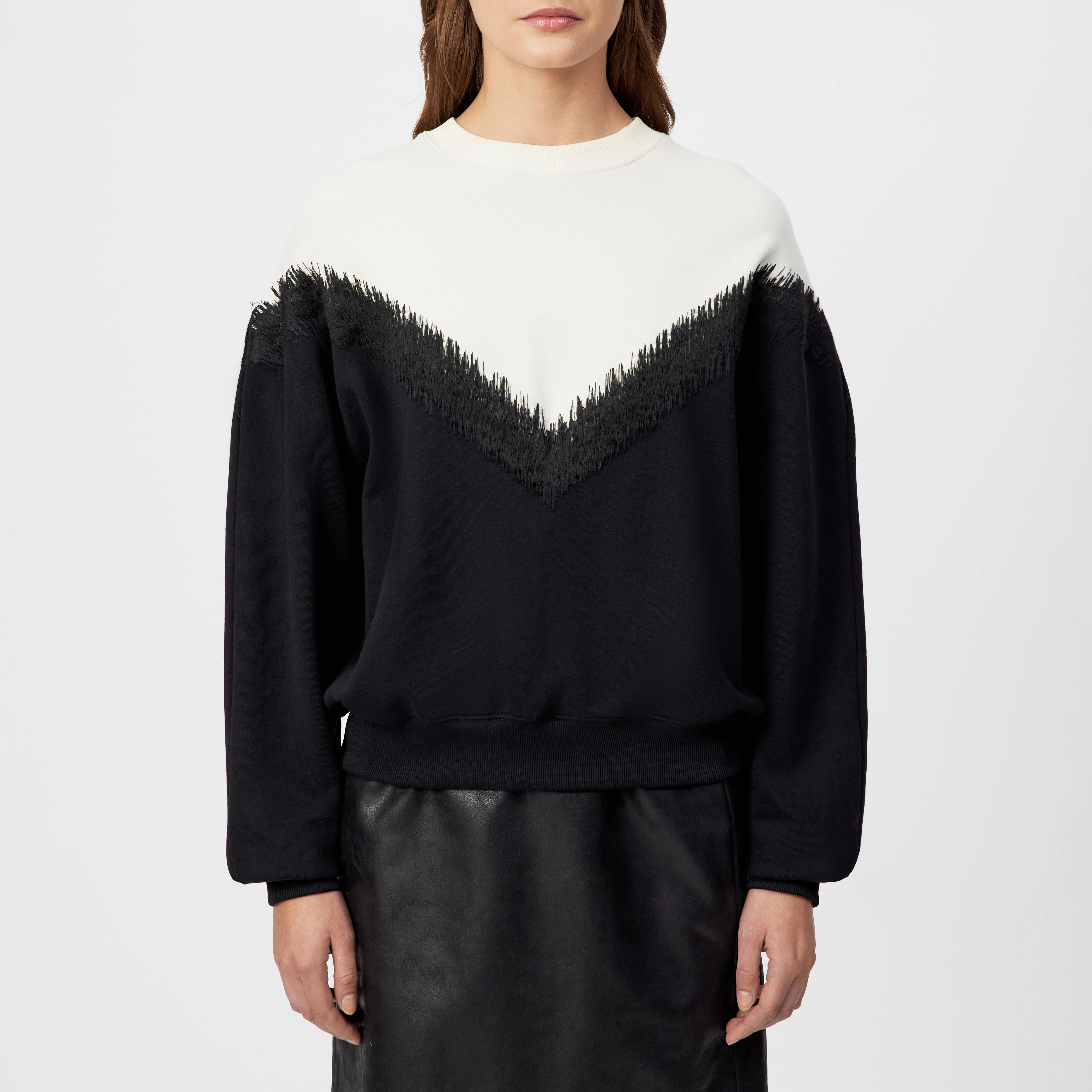 JANEA_P1 - Oversized sweatshirt in pure cotton - women - black - Frontansicht