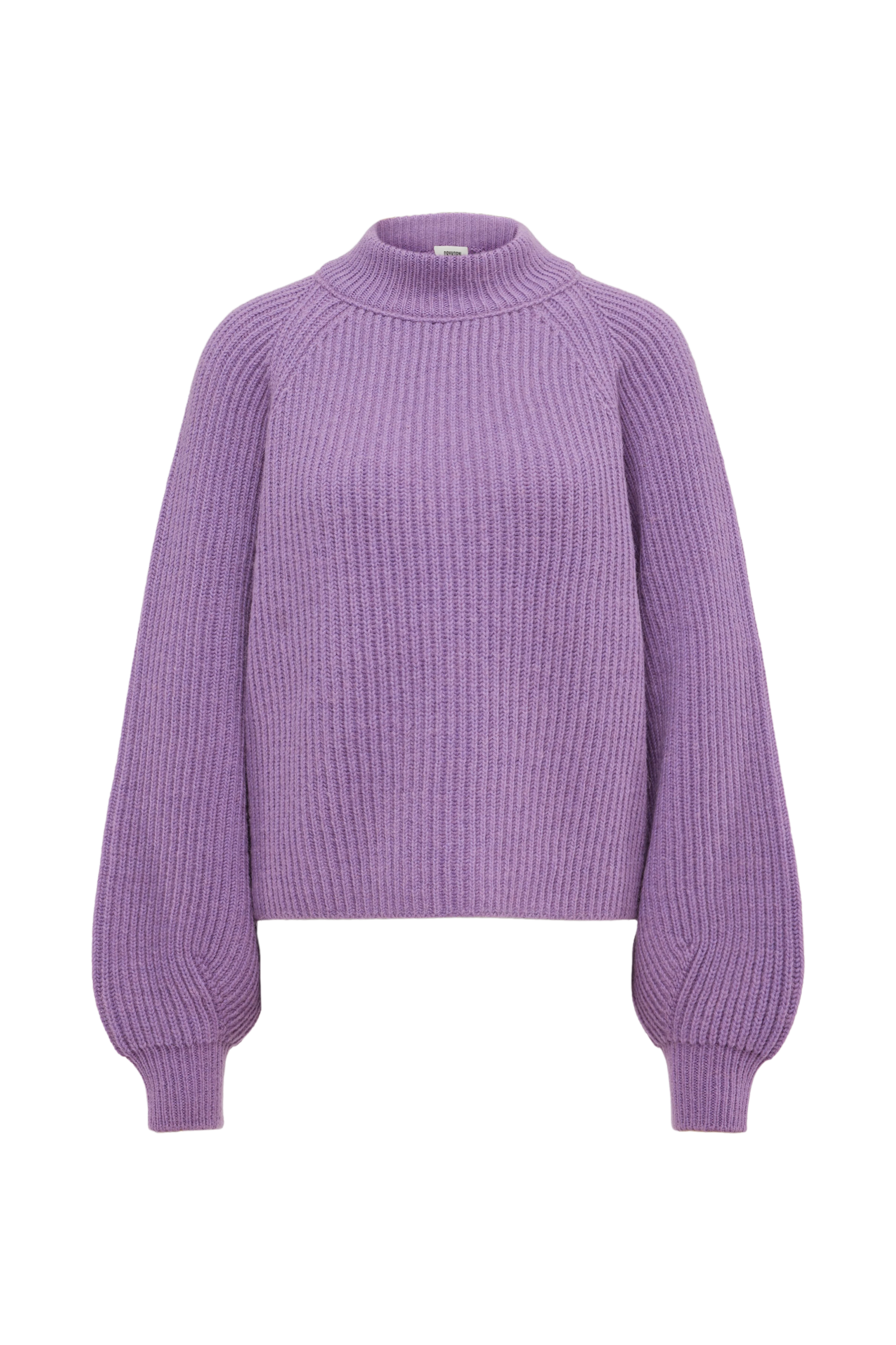 KIMONI - Sweater with balloon sleeves in wool and alpaca blend - women - purple - Freisteller Frontansicht