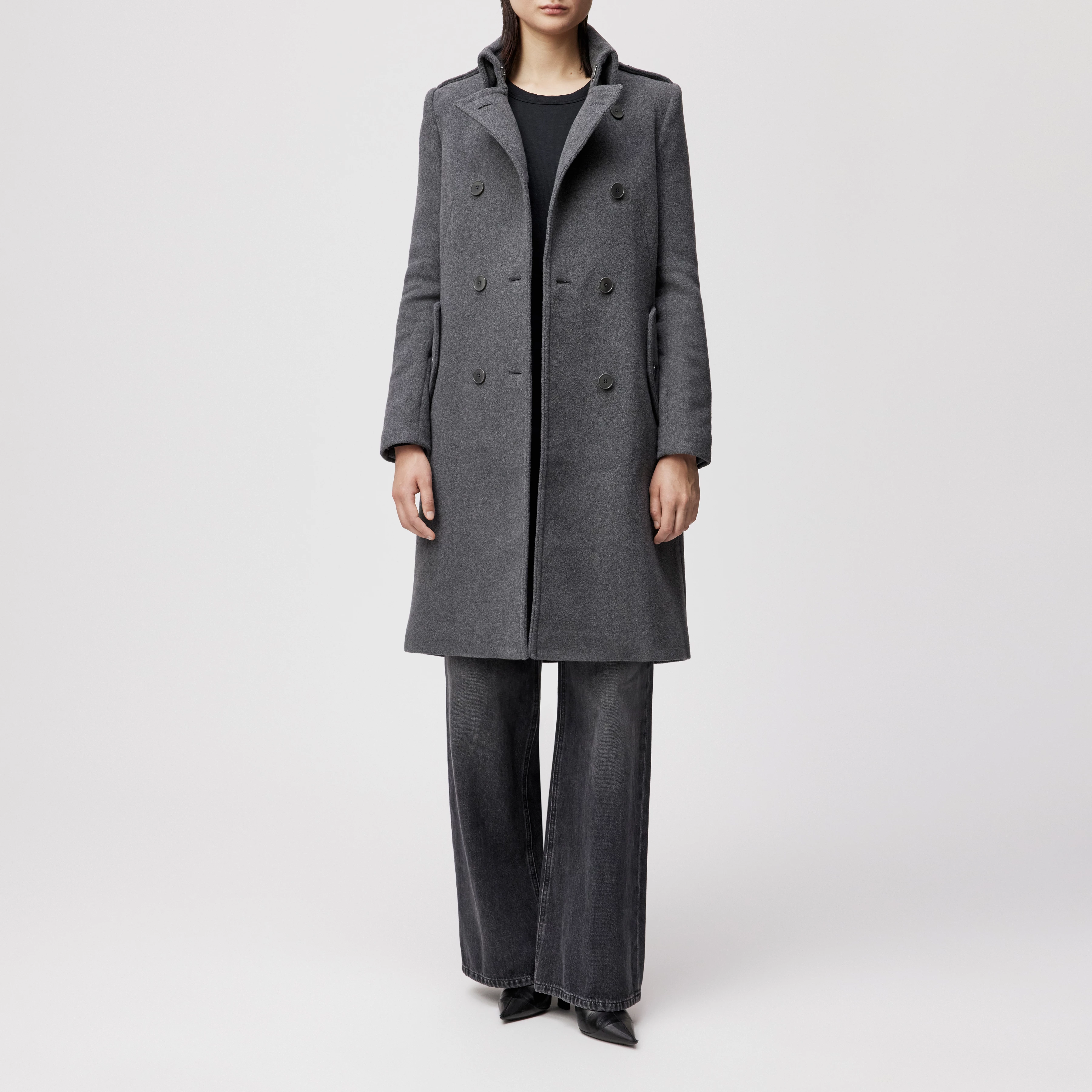HARLESTON - Uniformmantel in Woll-Mix - Damen - grau - Ganzkörper-Frontansicht