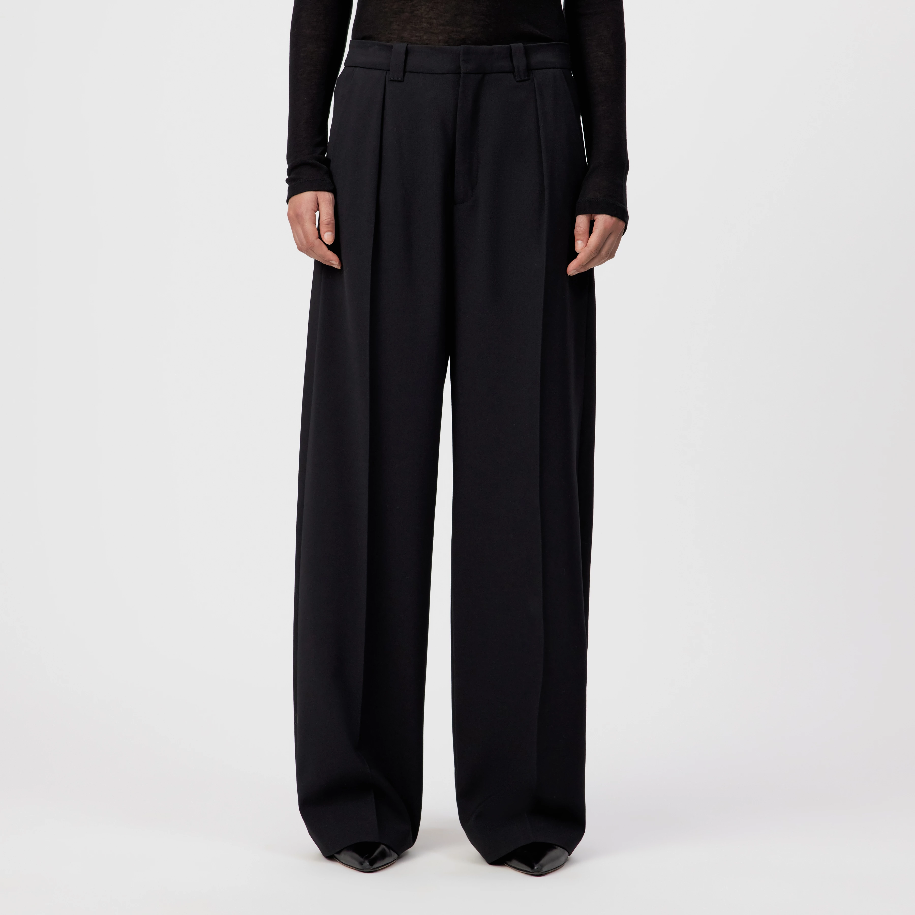 ADUCT - Pantalon ajusté à coupe droite en gabardine - women - noir - Frontansicht