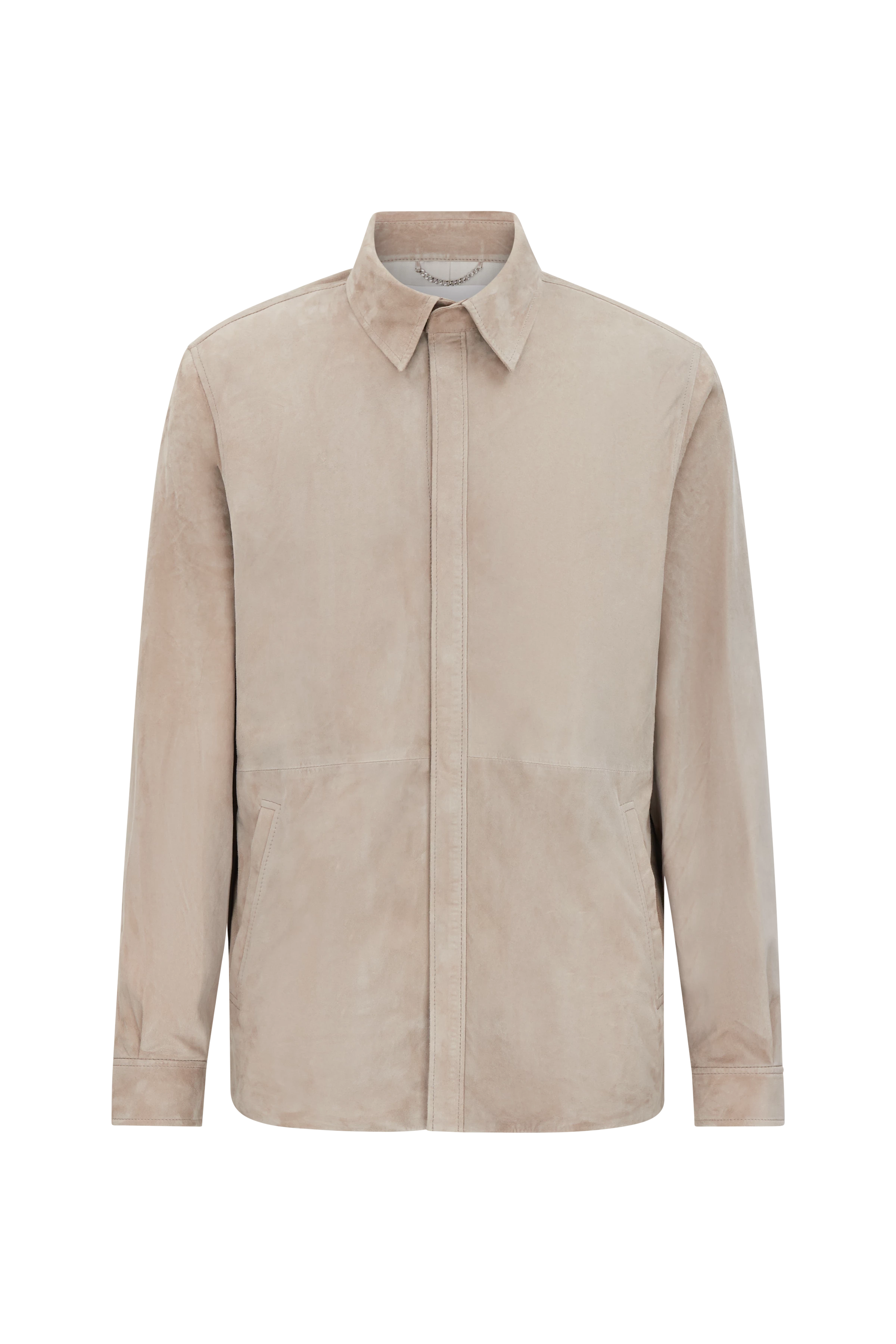 SELETON - lined shirt jacket in high-quality leather - men - beige - Freisteller Frontansicht