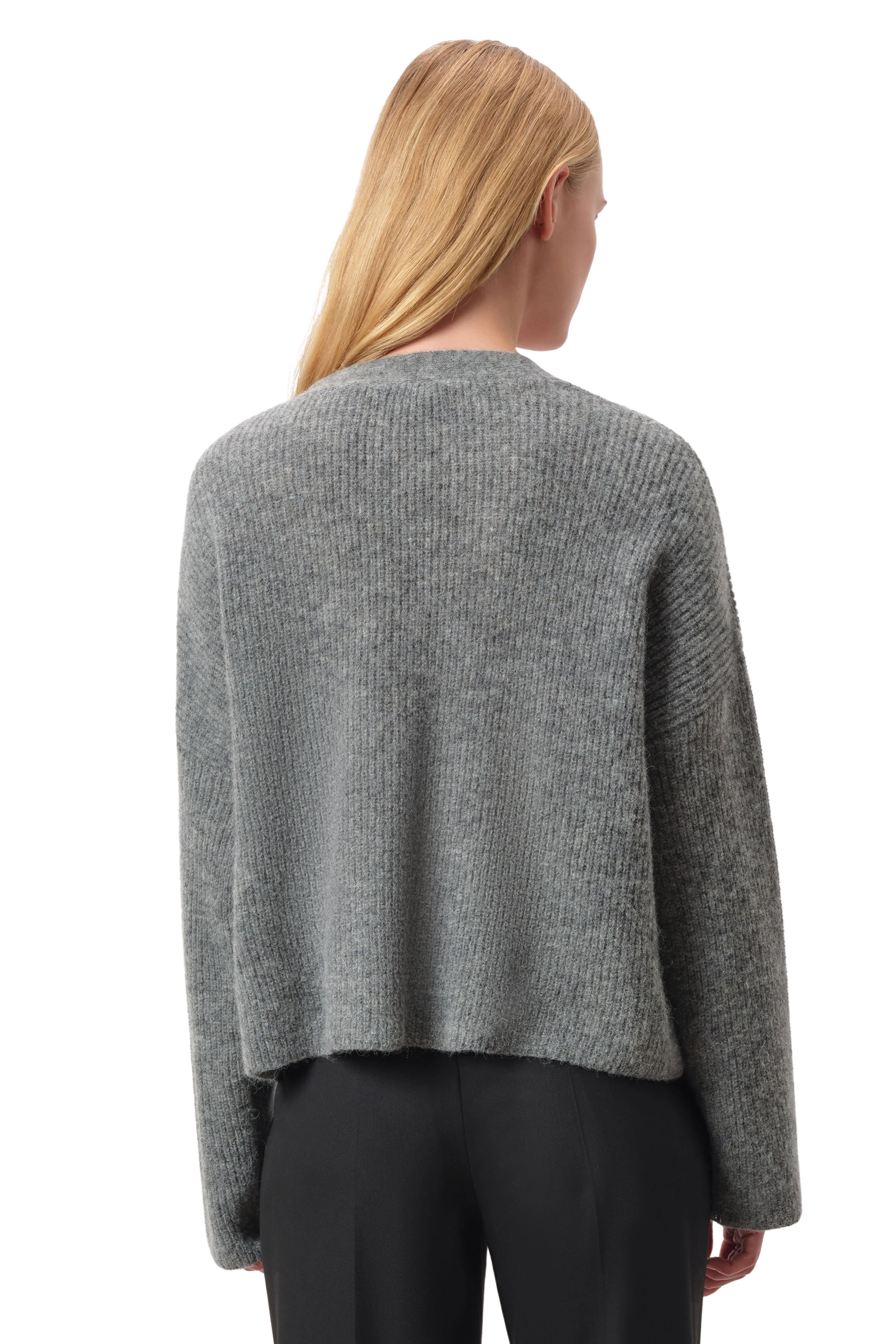 SAVIN - Cropped cardigan in alpaca wool mix - women - grey - Rückansicht