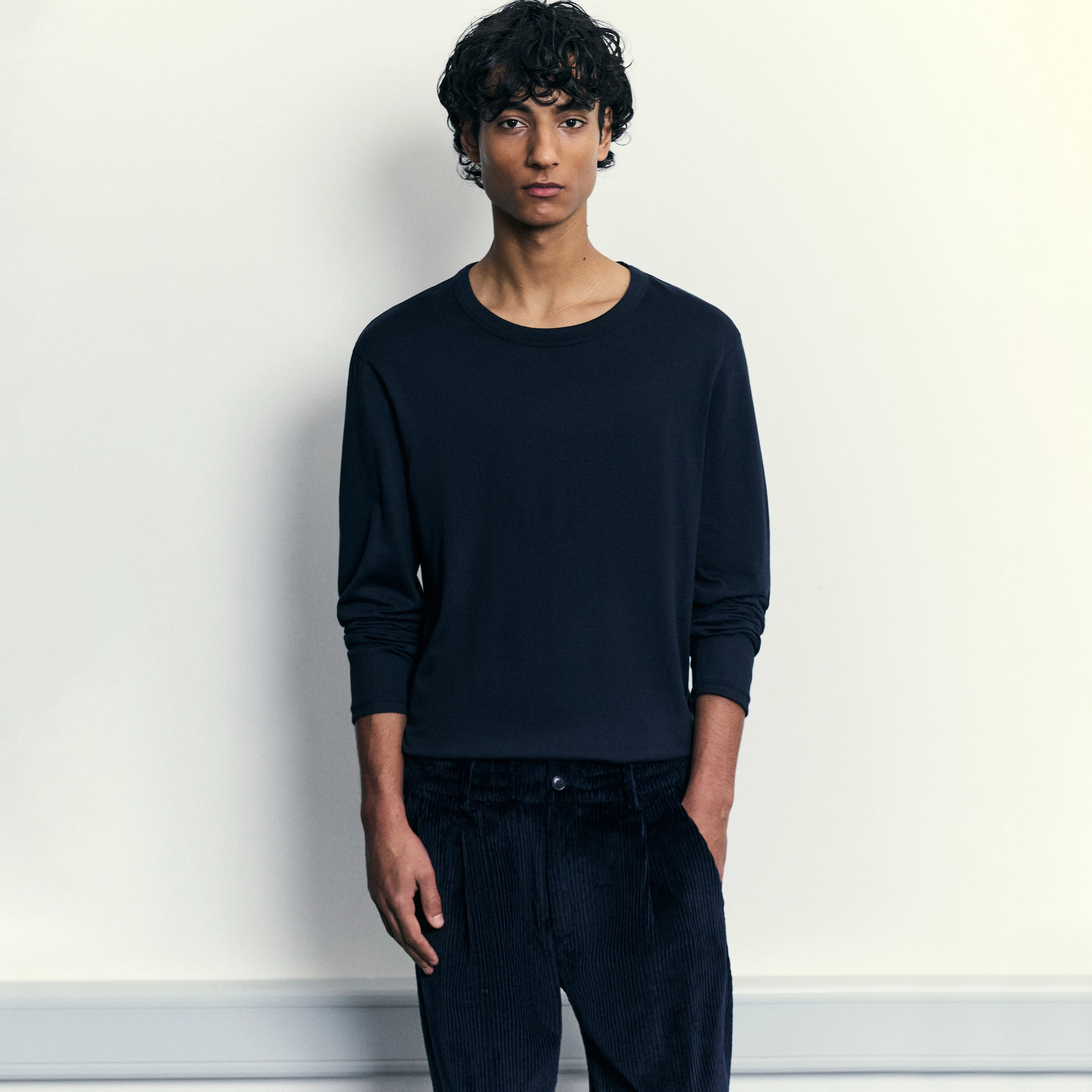 JULIENO_LS - Slim Fit Longsleeve in reiner Baumwolle - Herren - blau