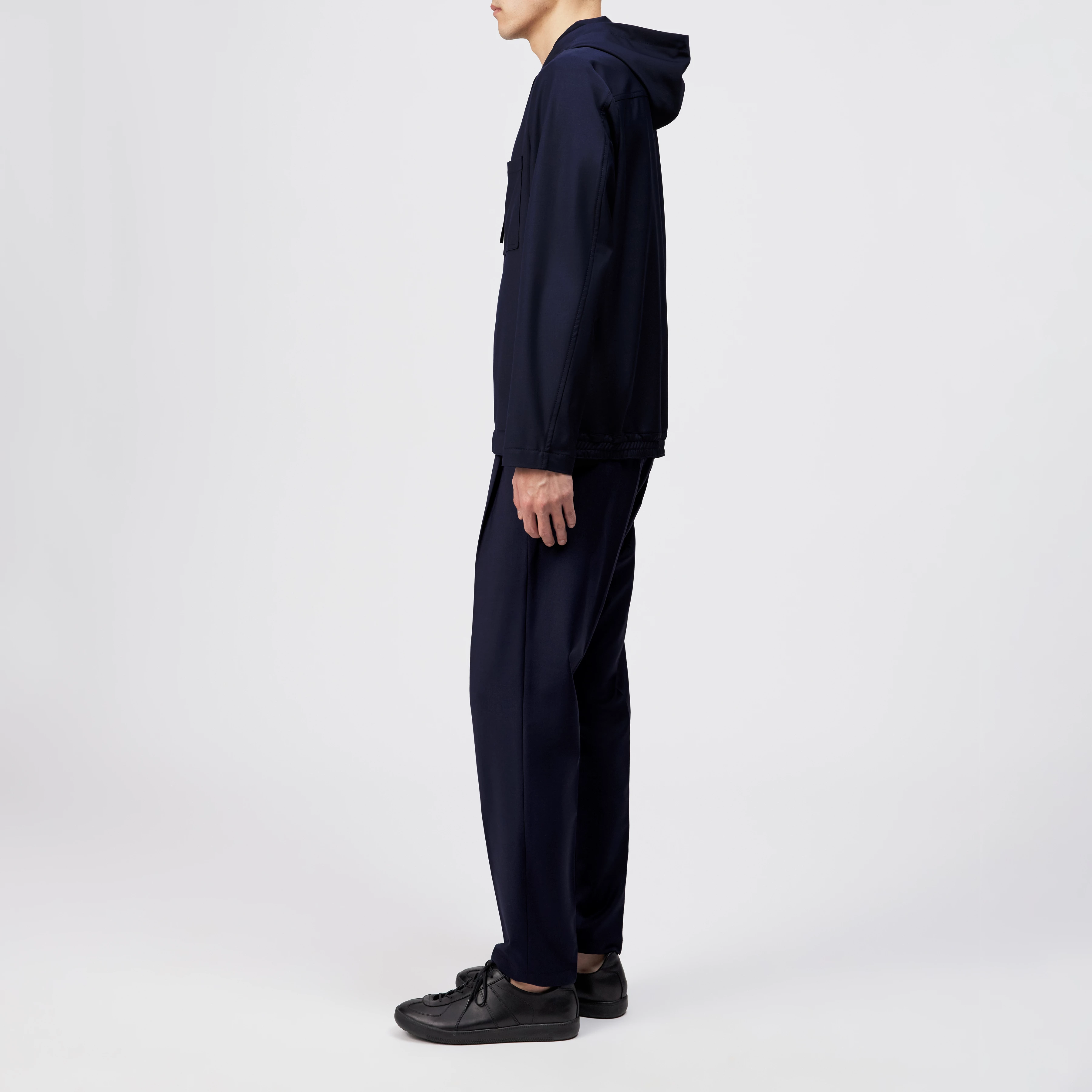 JENON - Zip-hættetrøje i performance-uldblanding - men - blå - Seitenansicht