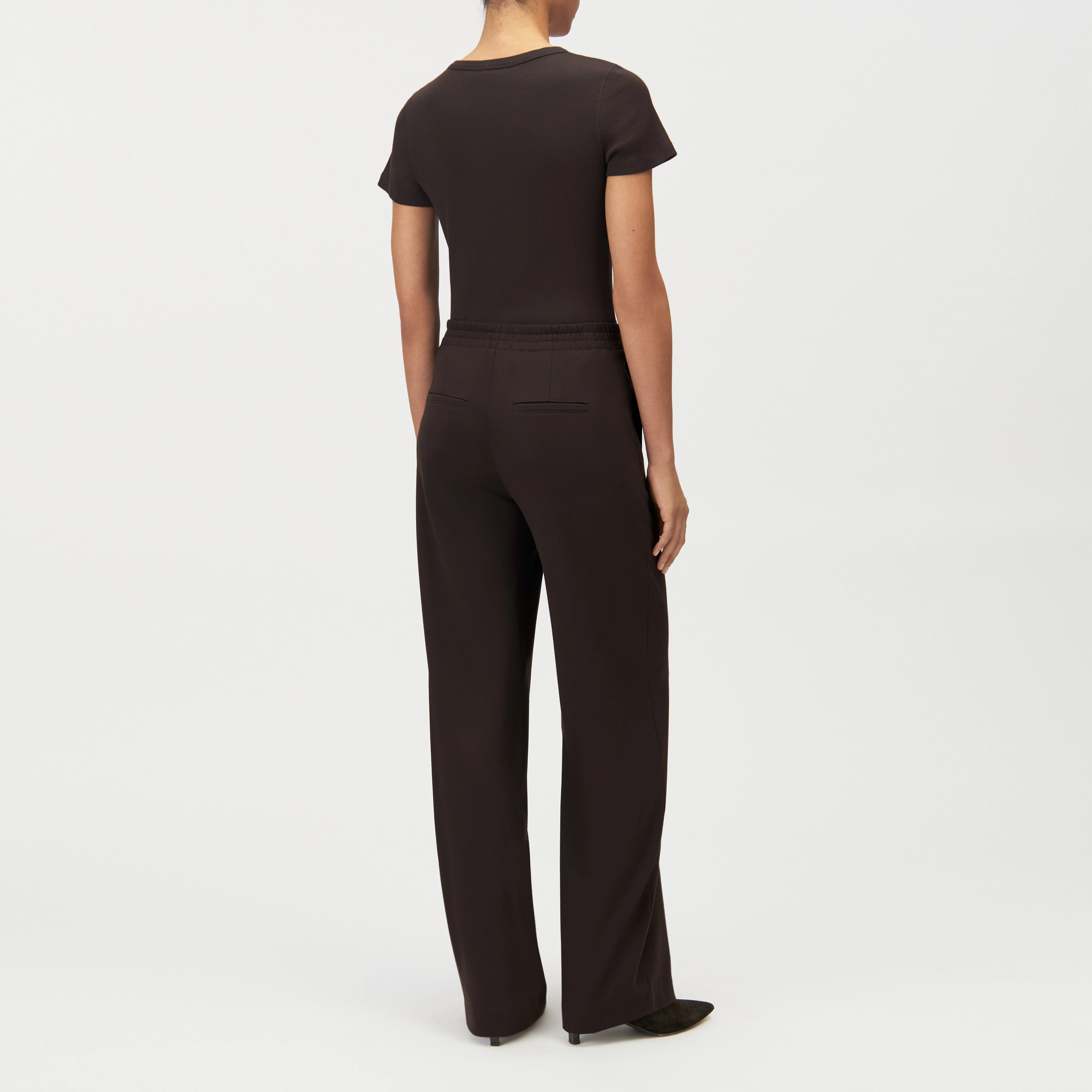 FAE_0 - Hose mit Barrel-Leg in Viskose-Mix - Damen - braun - Rückansicht