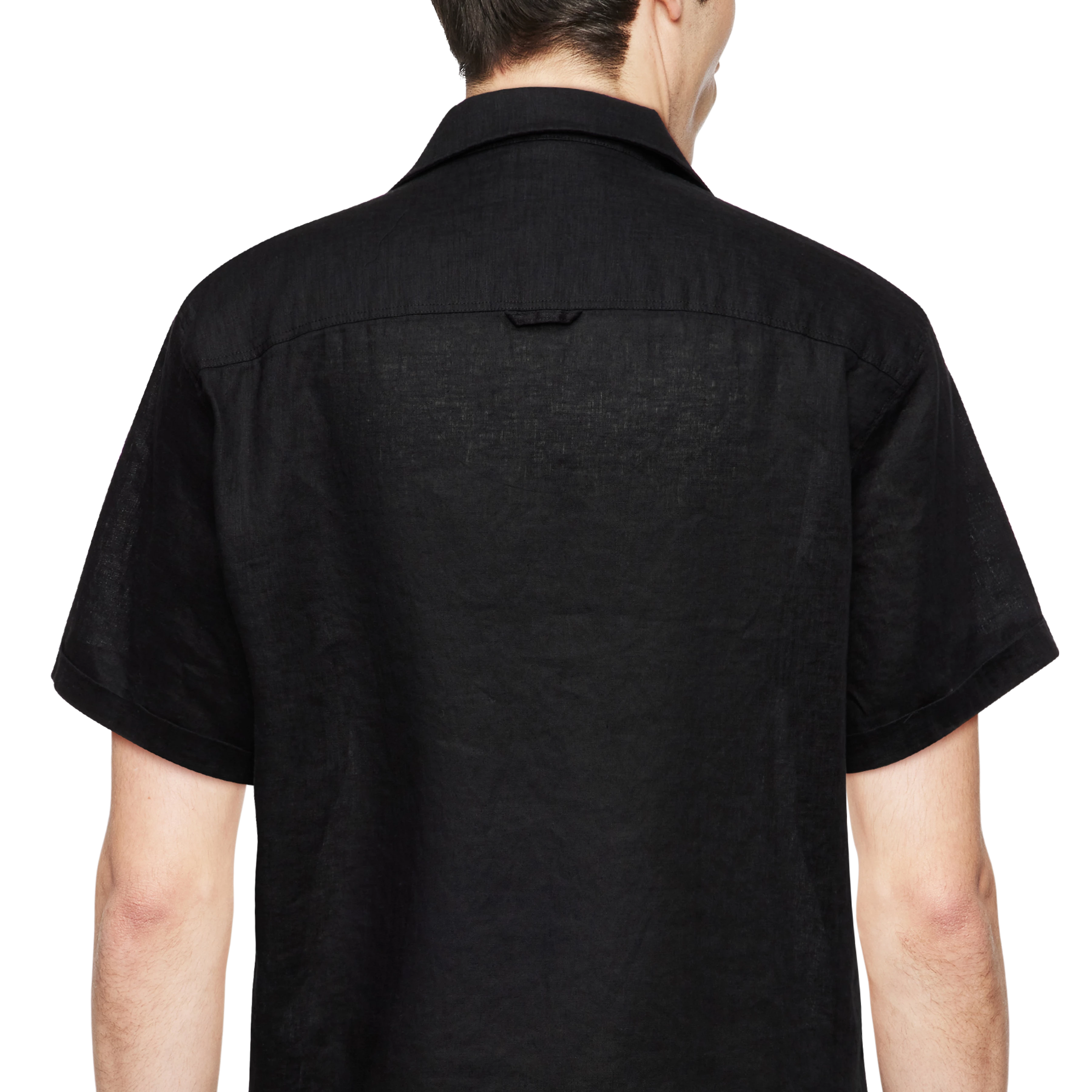 BIJAN_2 - Casual short-sleeved shirt in linen-cotton mix - men - Natural Aluminium - Detailansicht am Model