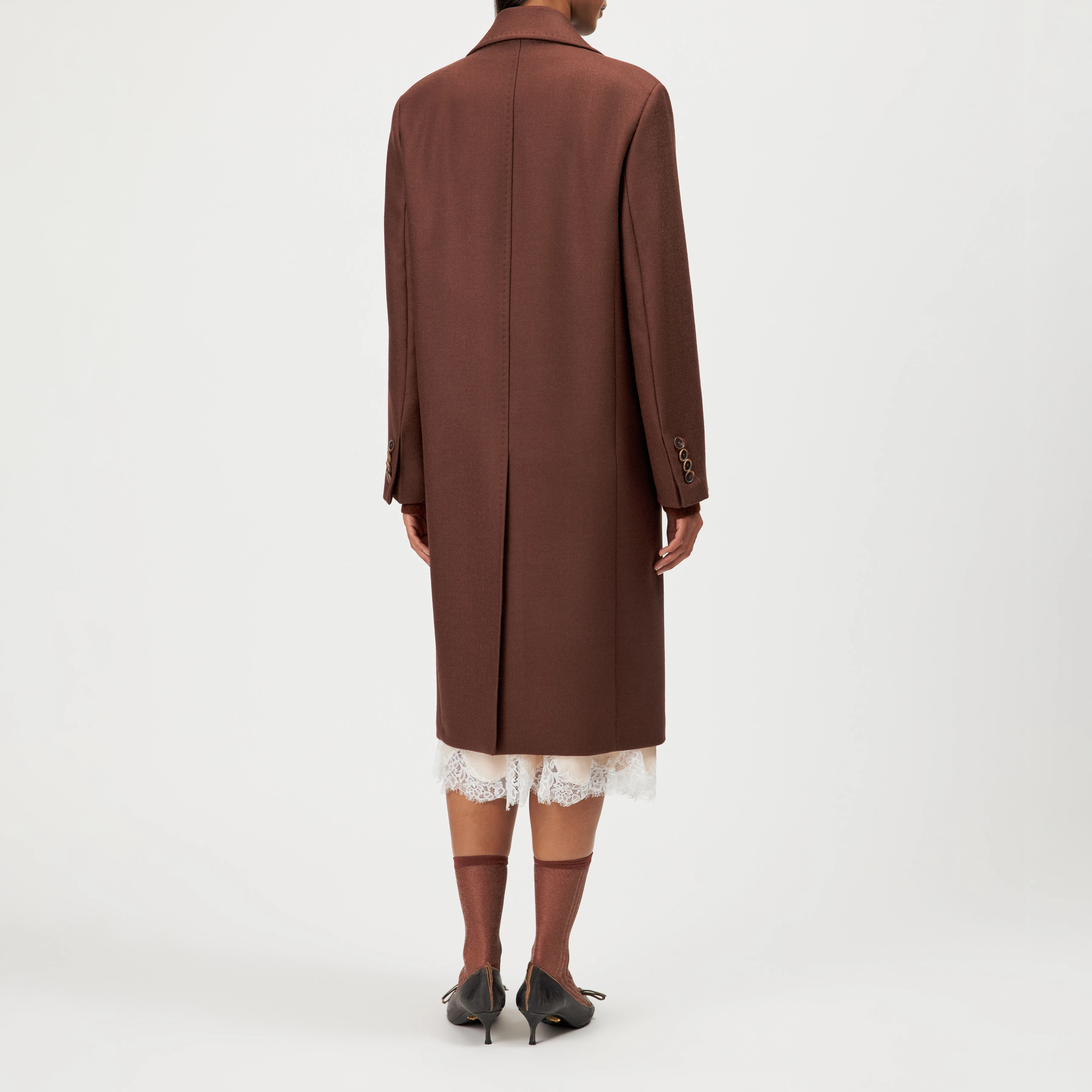 WALDRON_1 - Oversized virgin wool coat - women - brown - Rückansicht