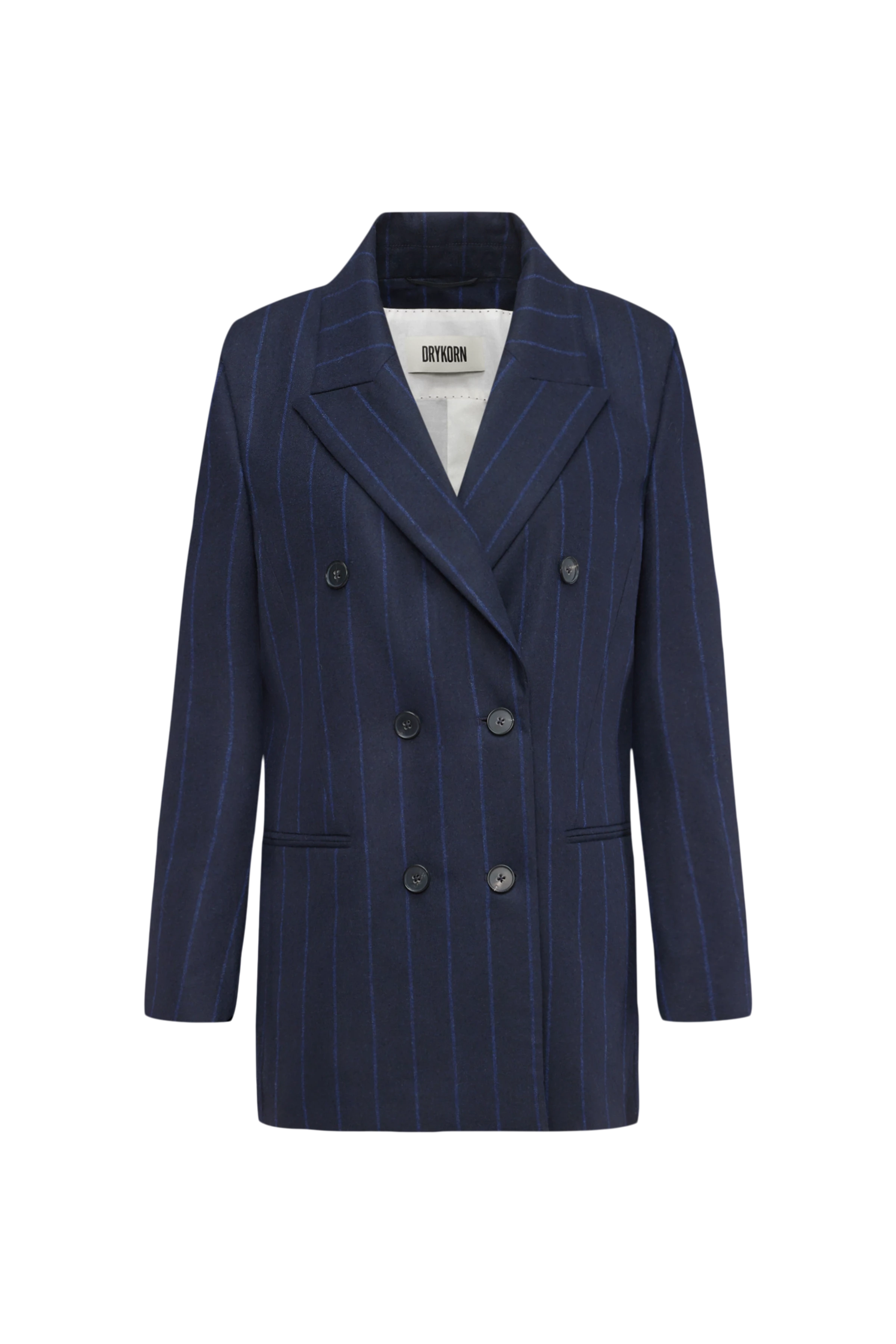 MOSSTON - Blazer mit Schulterbetonung in Woll-Mix - Damen - blau - Freisteller Frontansicht