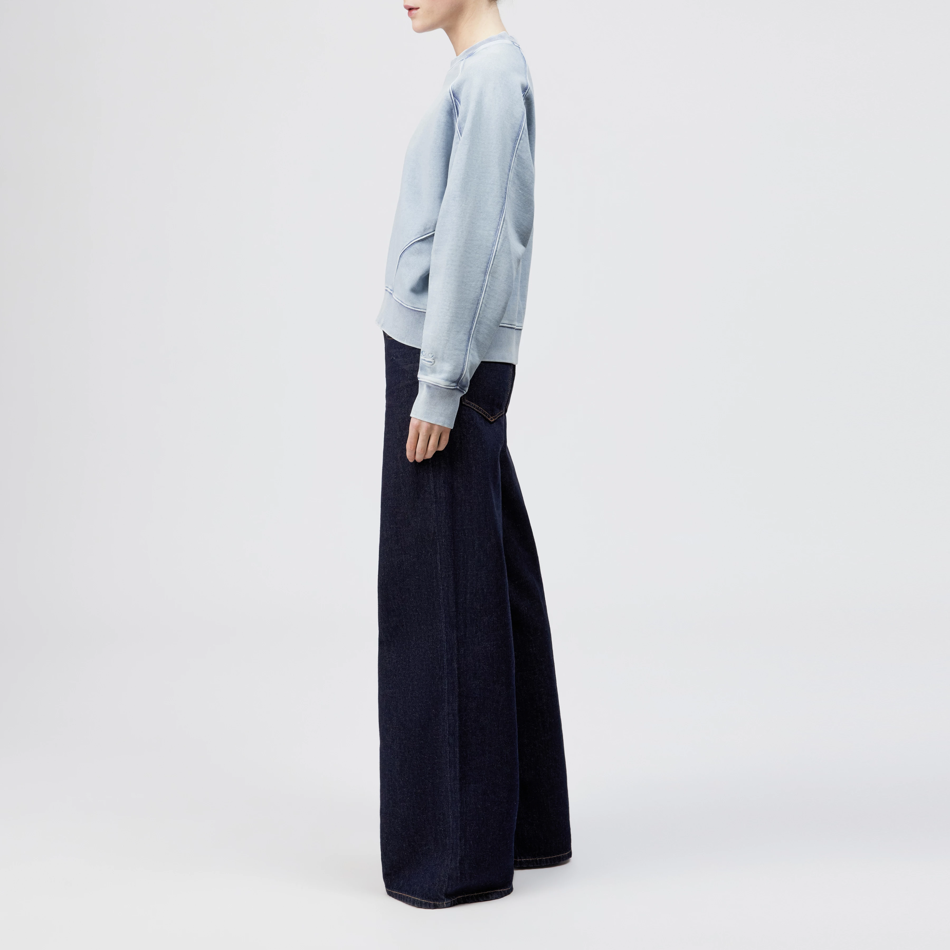 KOLIJA_P4 - Relaxed fit sweatshirt in pure cotton - women - blue - Seitenansicht