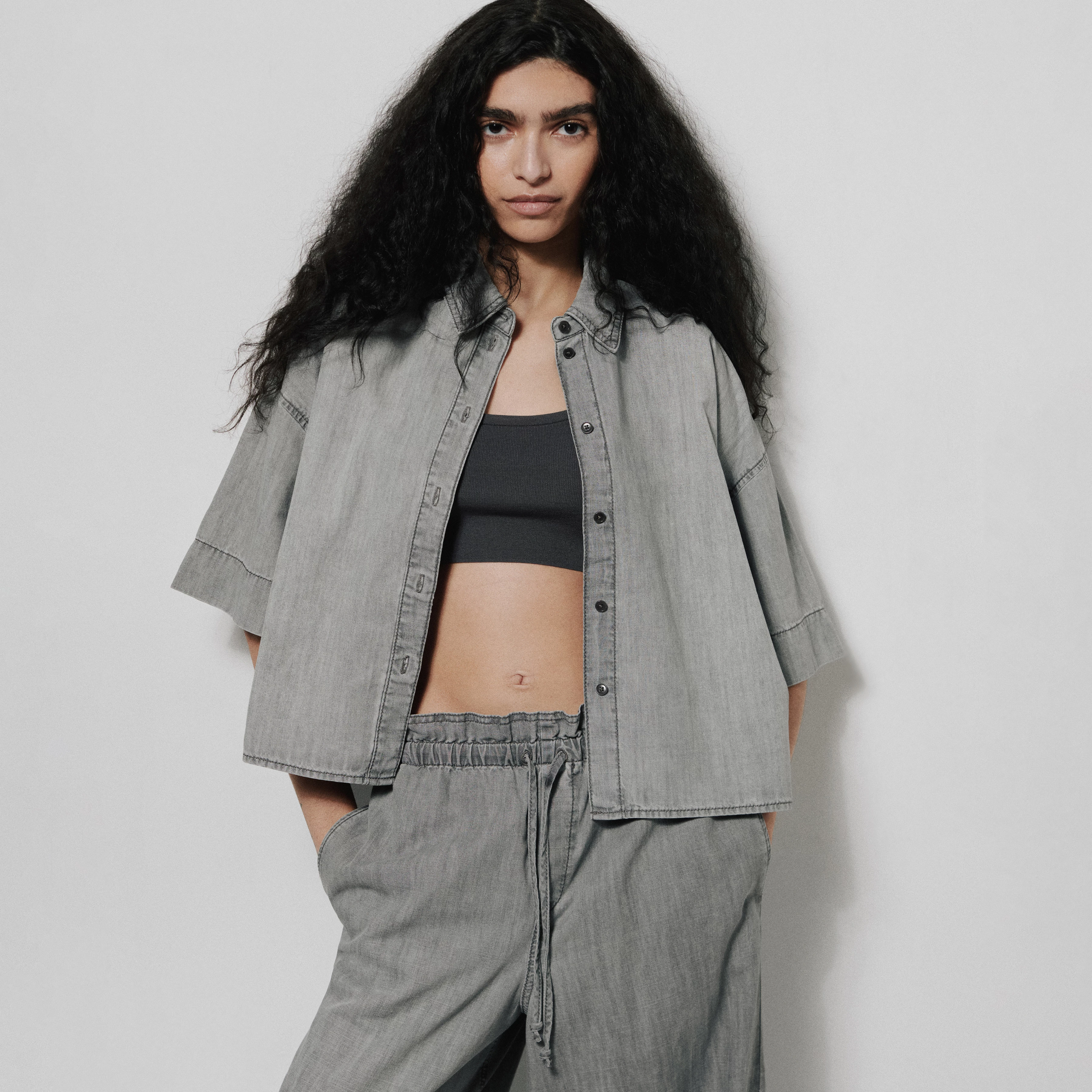 YARIKA - Chemise en denim oversize - women - gris