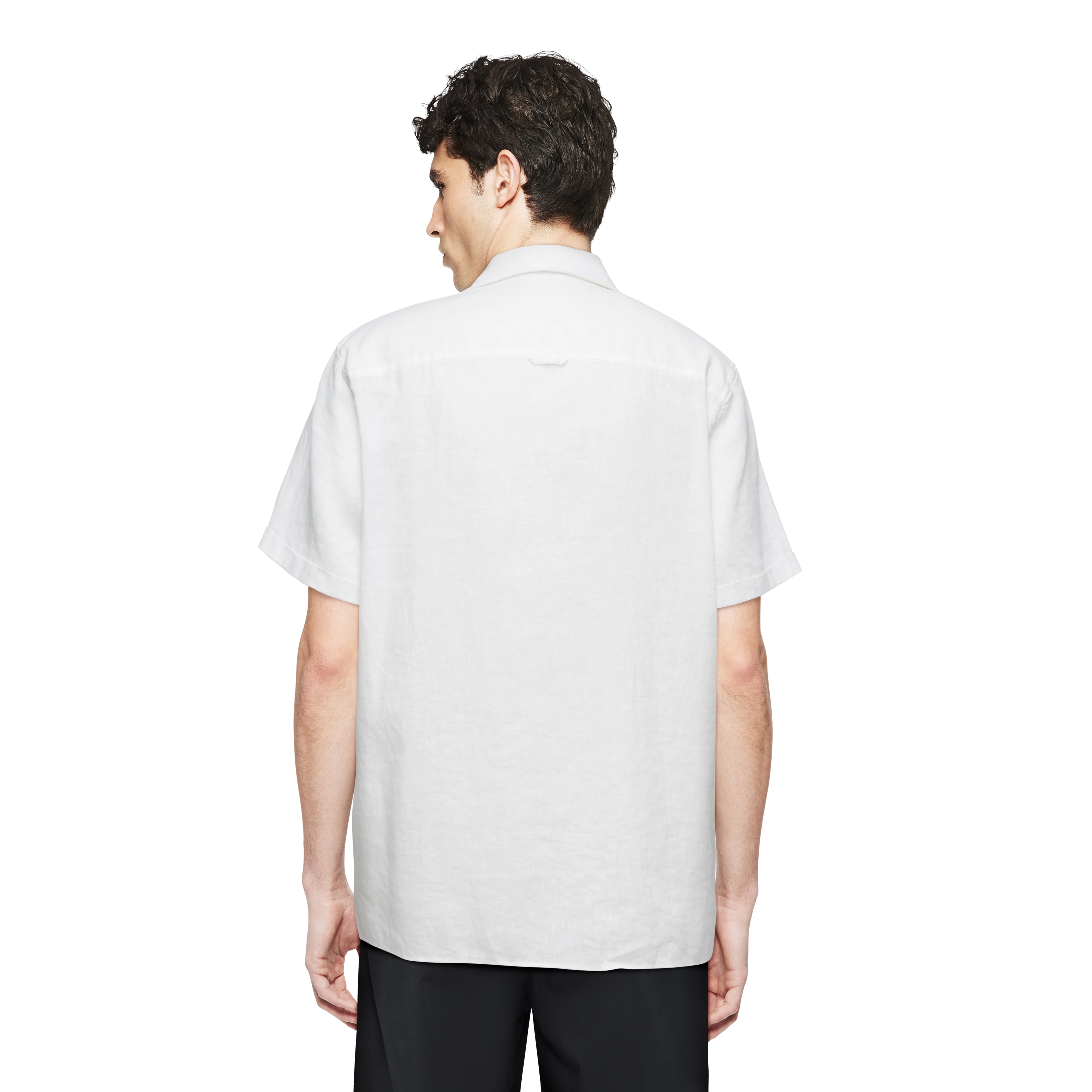 BIJAN_2 - Casual overhemd met korte mouwen in linnen-katoenmix - heren - wit - Rückansicht