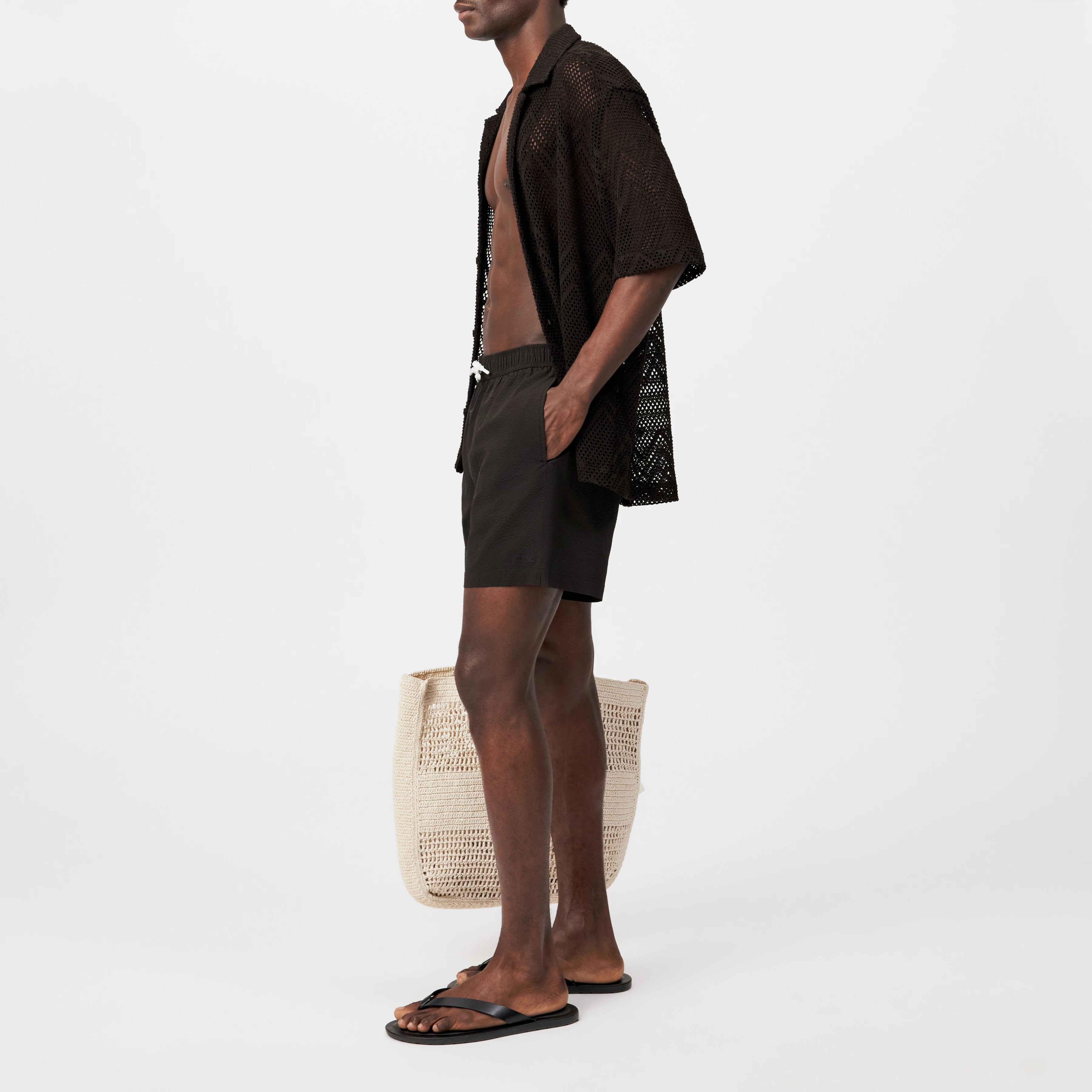 JARON - Short swim trunks with crinkle effect - unisex - brown - Seitenansicht