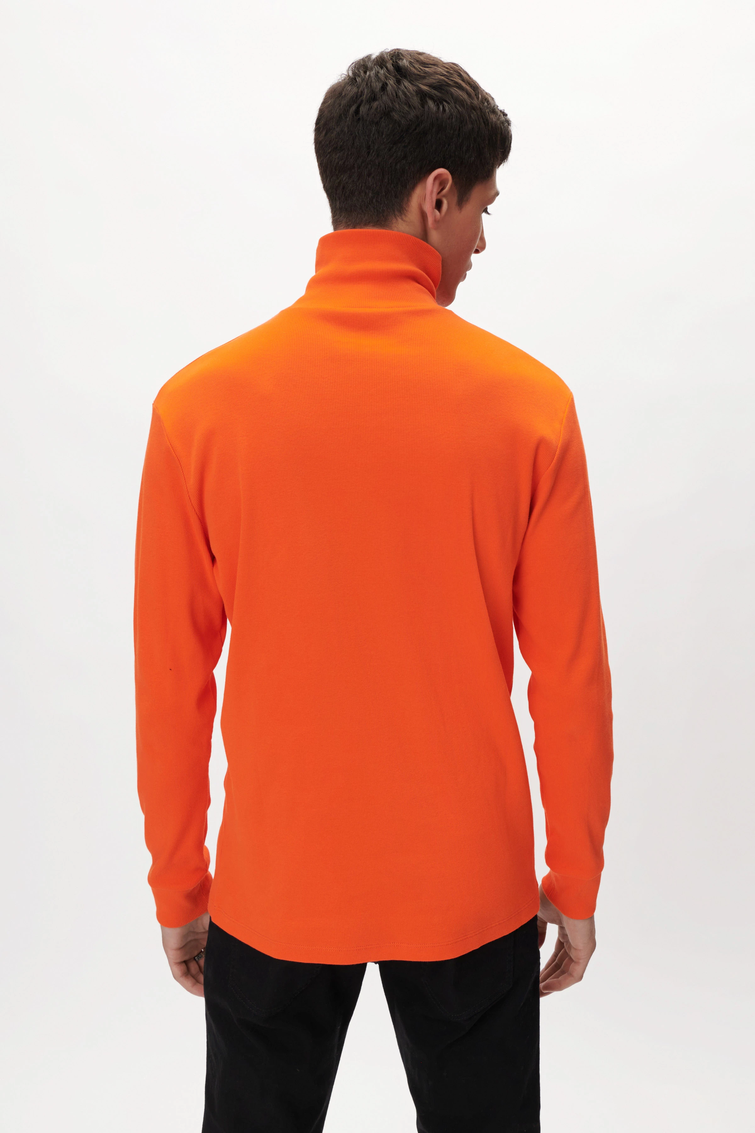 EMANUEL - Turtle pullover in rib - men - orange - Rückansicht