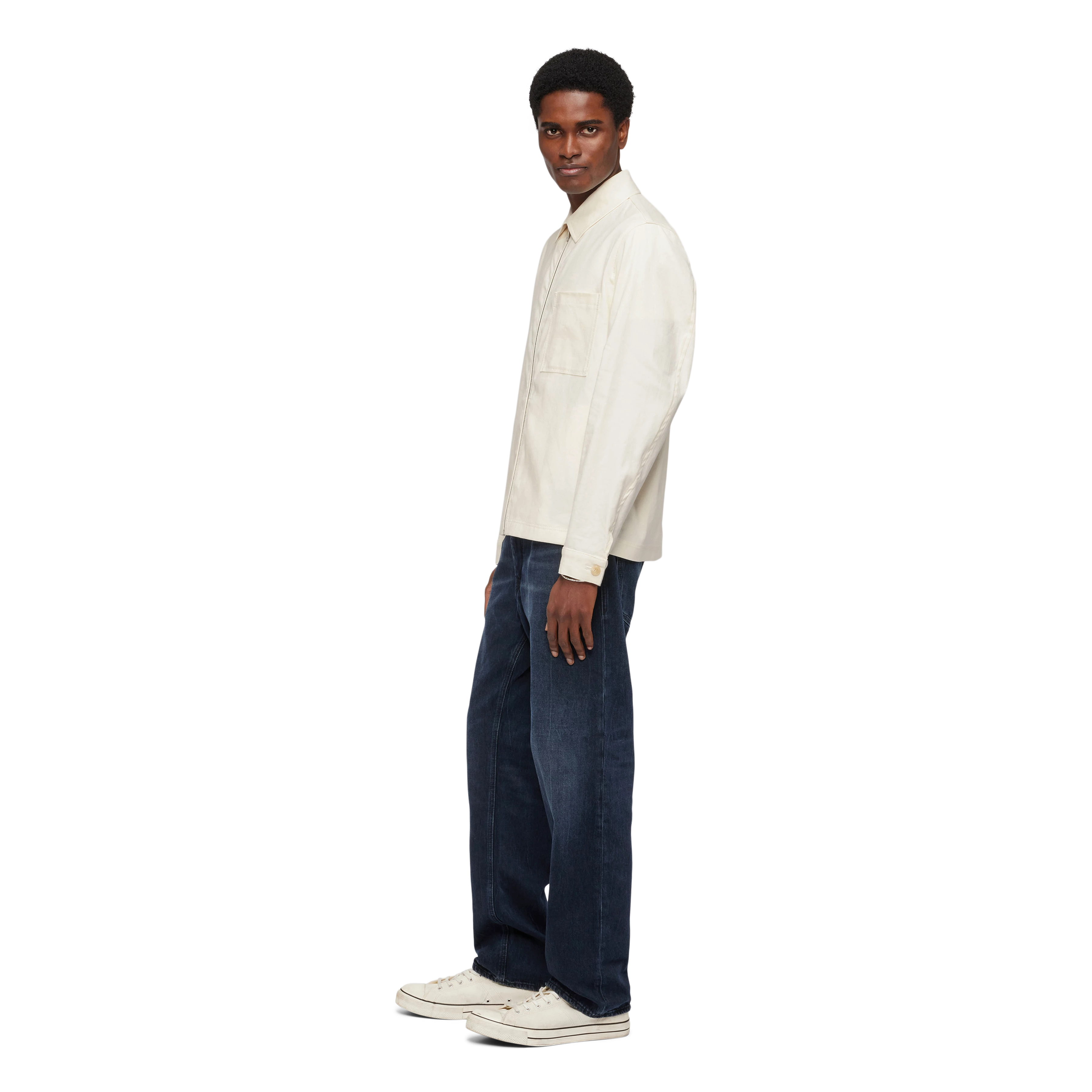 JERSON - Jasje in katoen-linnenmix - heren - off white - Seitenansicht