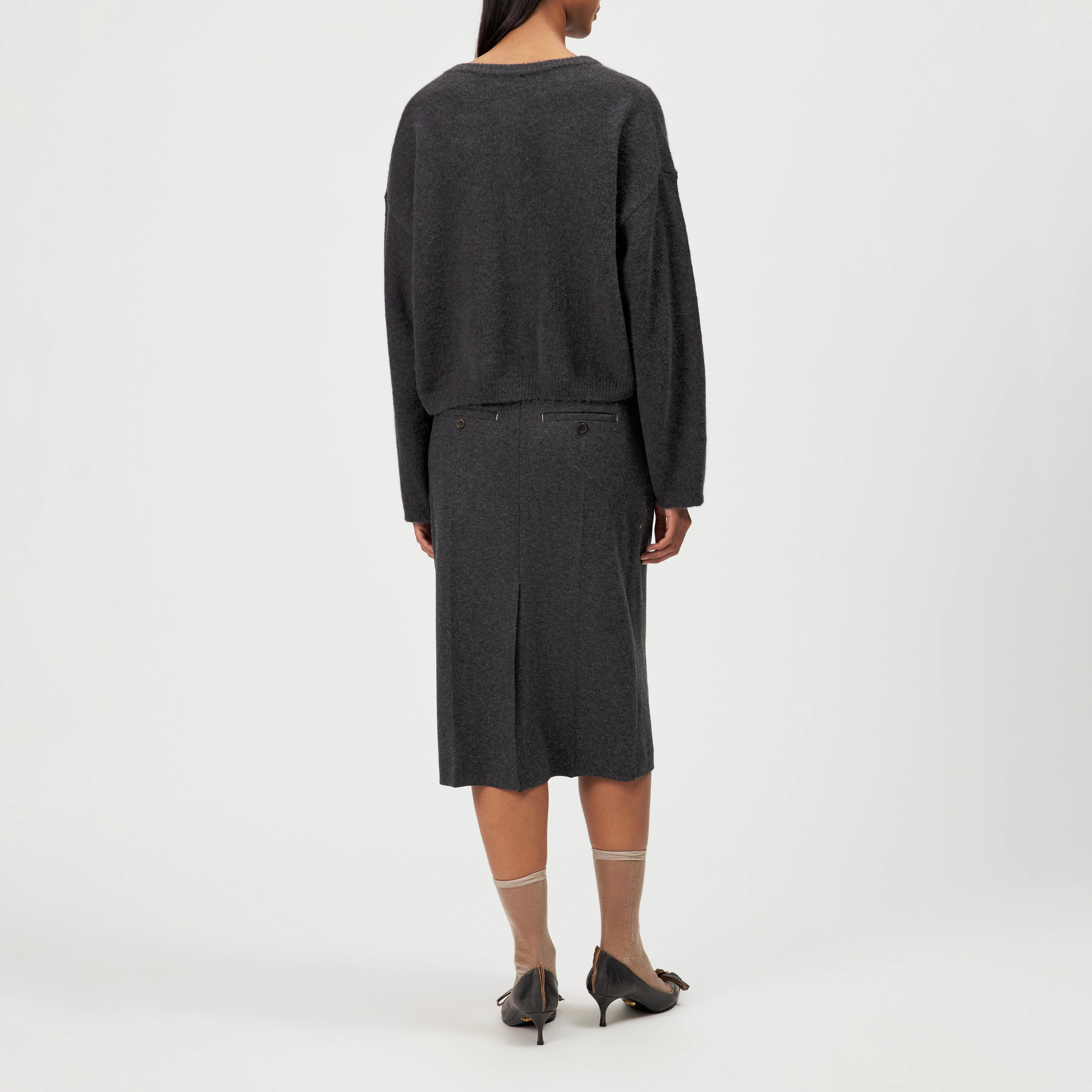 MARWENI - Oversized alpaca-blend cardigan - women - grey - Rückansicht