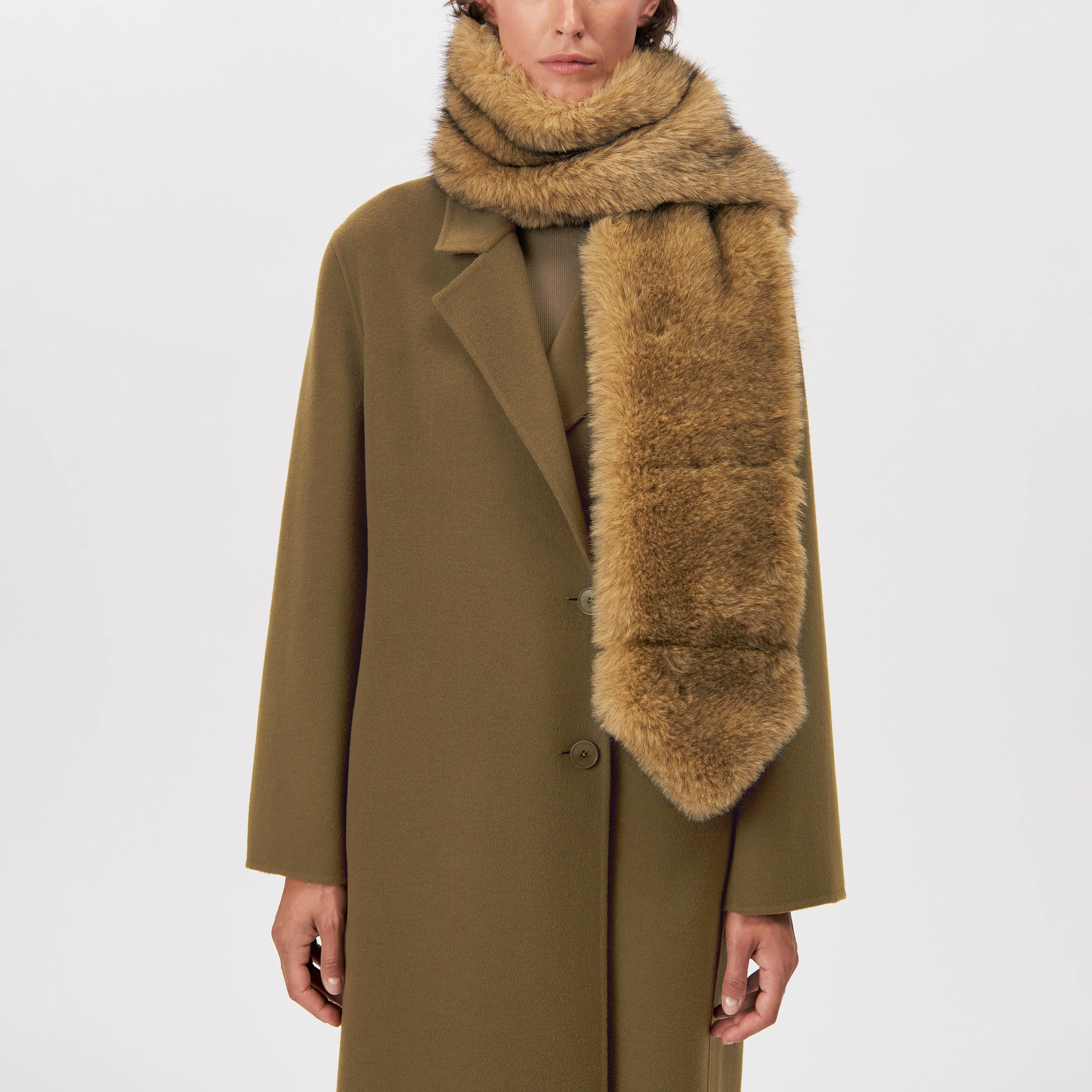 NALLEA - Short faux fur scarf - unisex - brown - Frontansicht