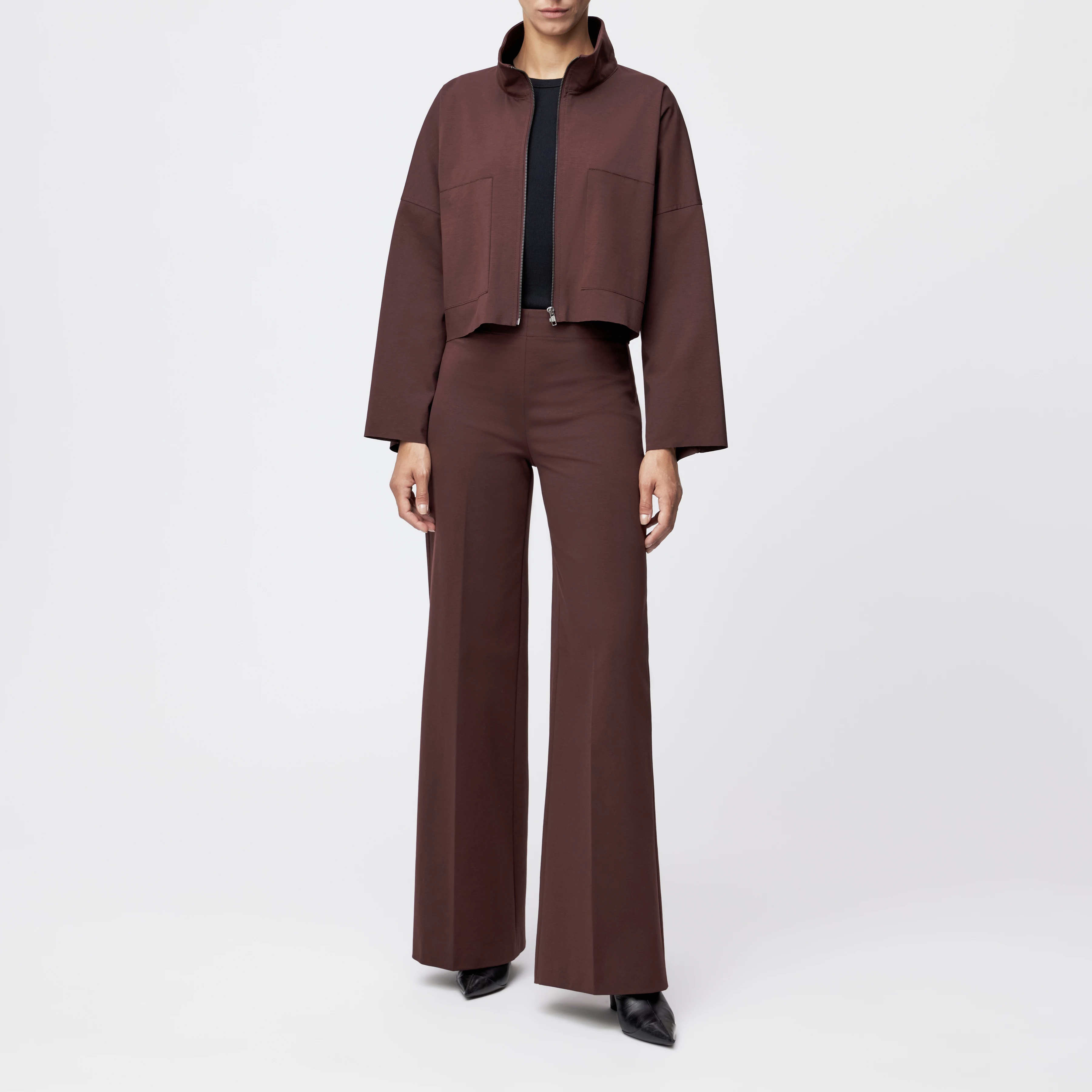 ELSTOW - Oversized jacket in Punto Milano jersey - women - red - Ganzkörper-Frontansicht