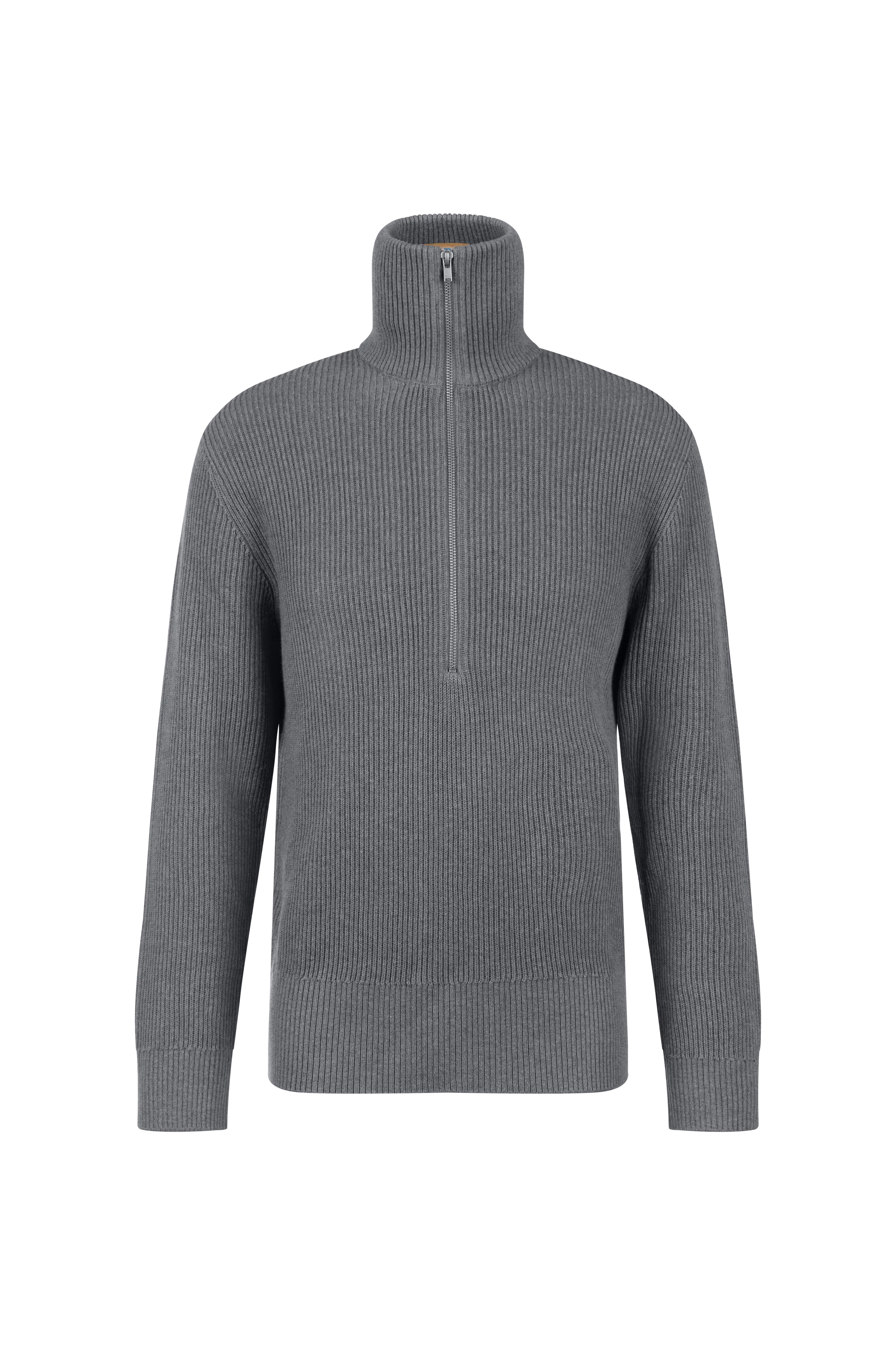MANUELO - Zip Troyer in Kaschmirmix - Herren - grau - Freisteller Frontansicht