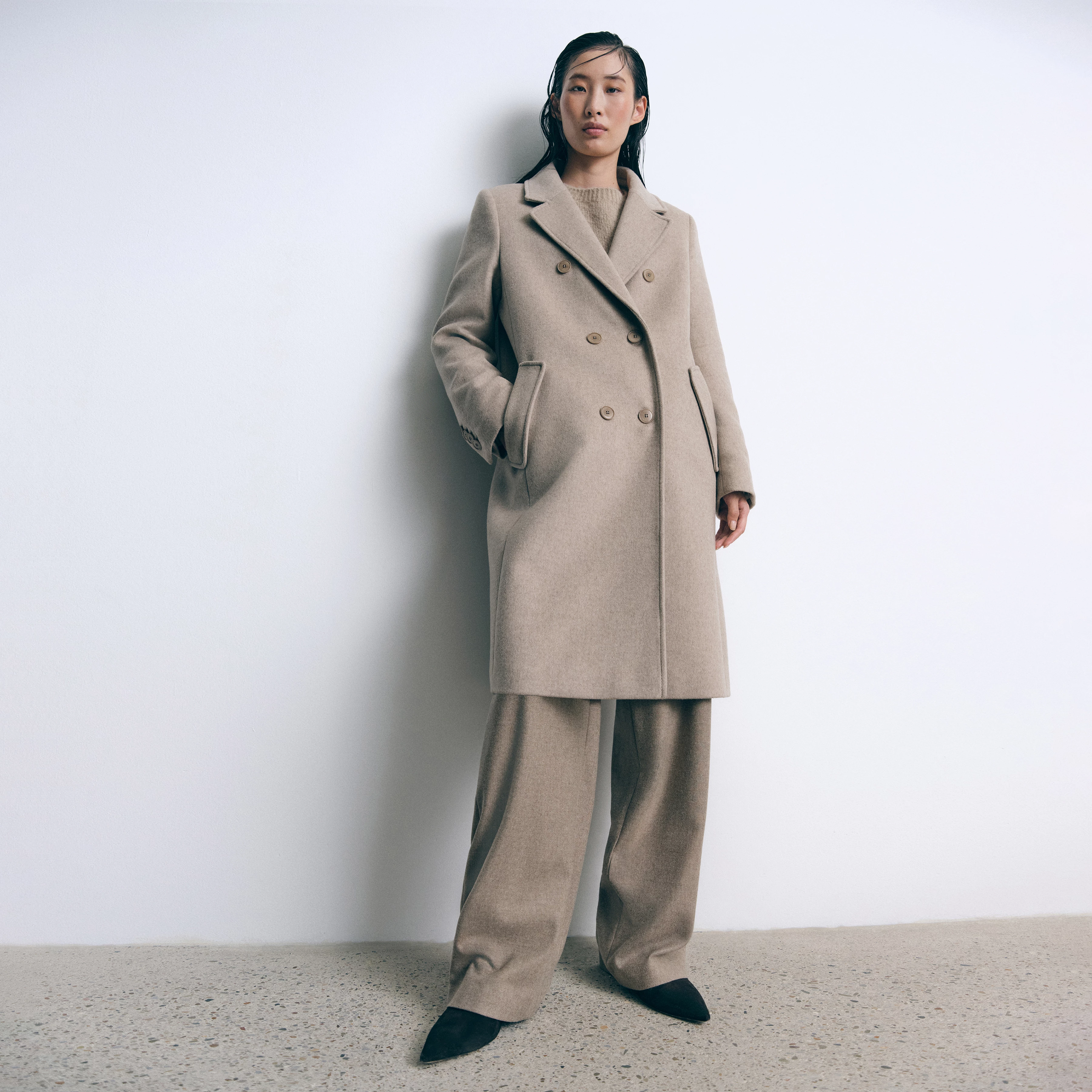 BRAMCOTE - Klassischer Blazermantel in Flanell - Damen - beige