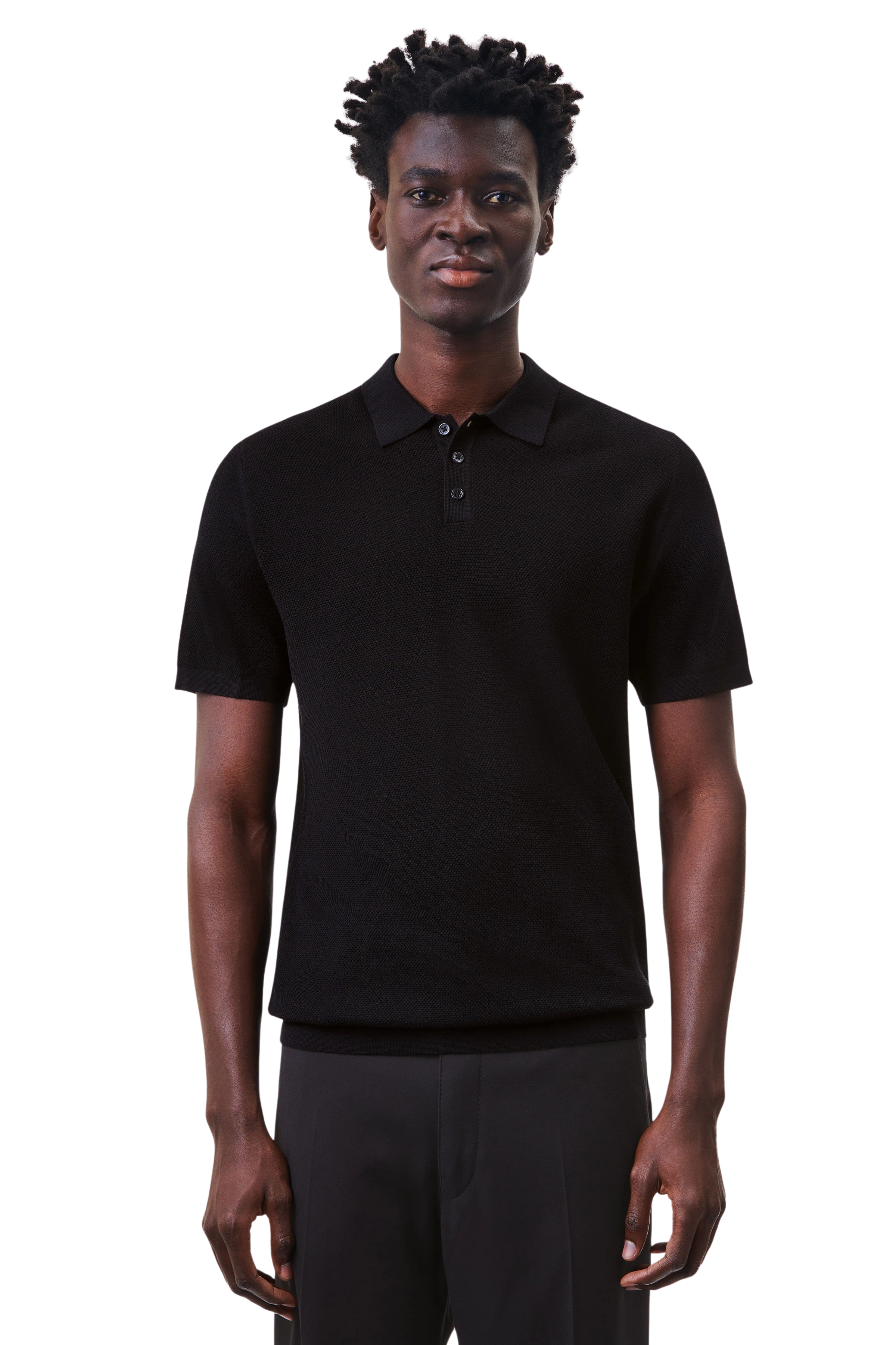 TRITON - Knitted polo in mercerised cotton - men - Natural Aluminium - Frontansicht