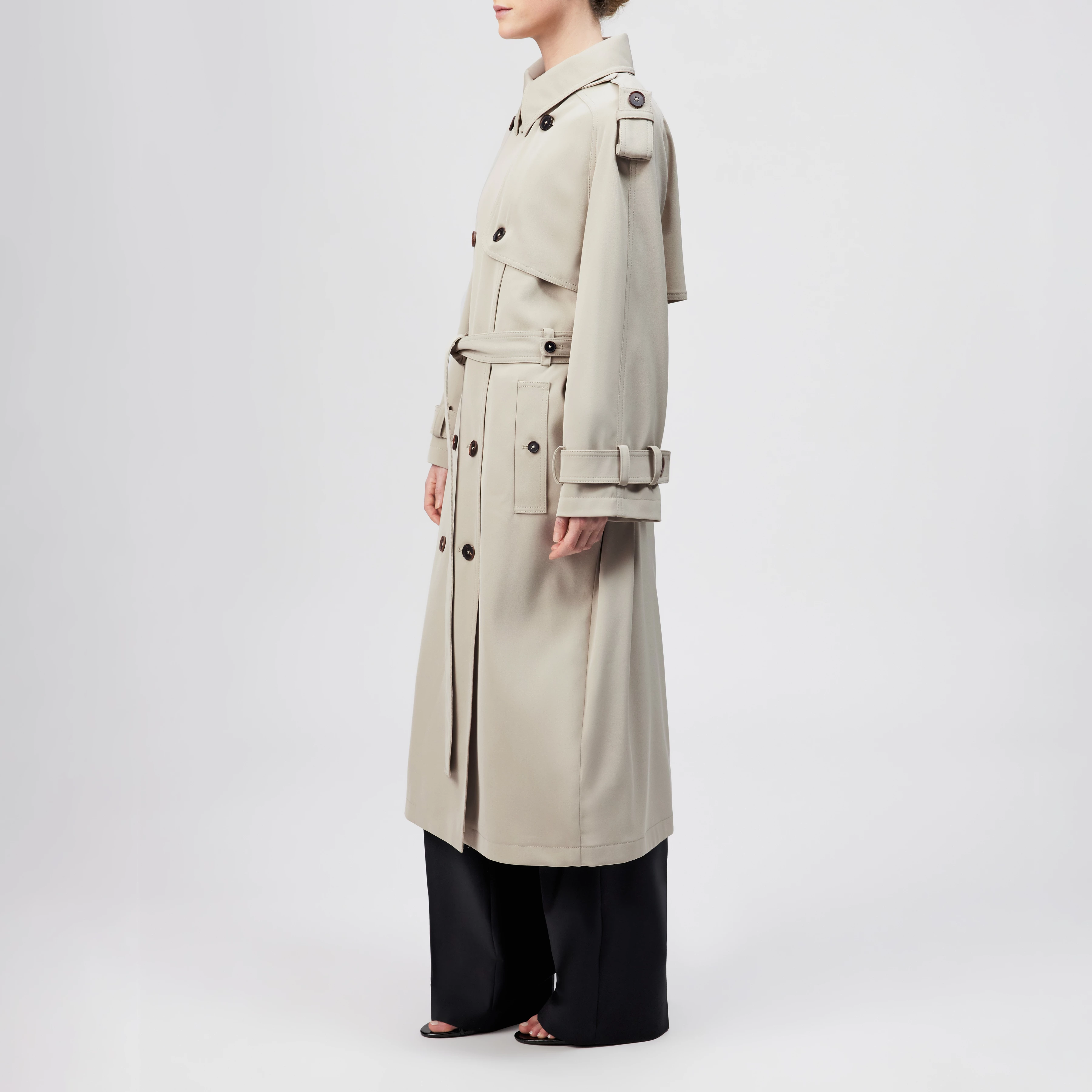 BARLEY - Relaxed fit coat with belt - women - beige - Seitenansicht