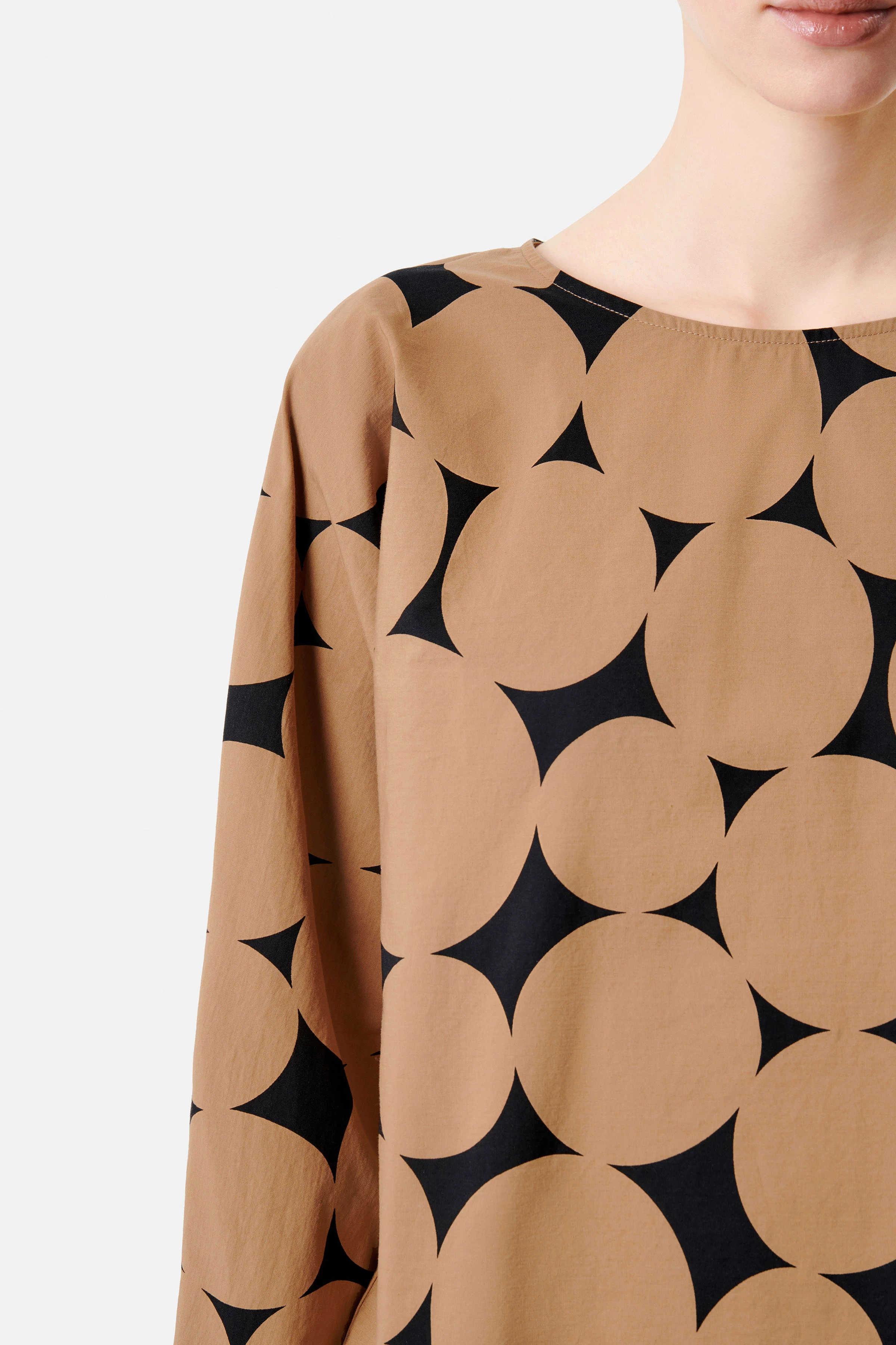 NIALINI - overhemdblouse met vleermuismouwen in katoenen popeline - dames - bruin - Seitenansicht