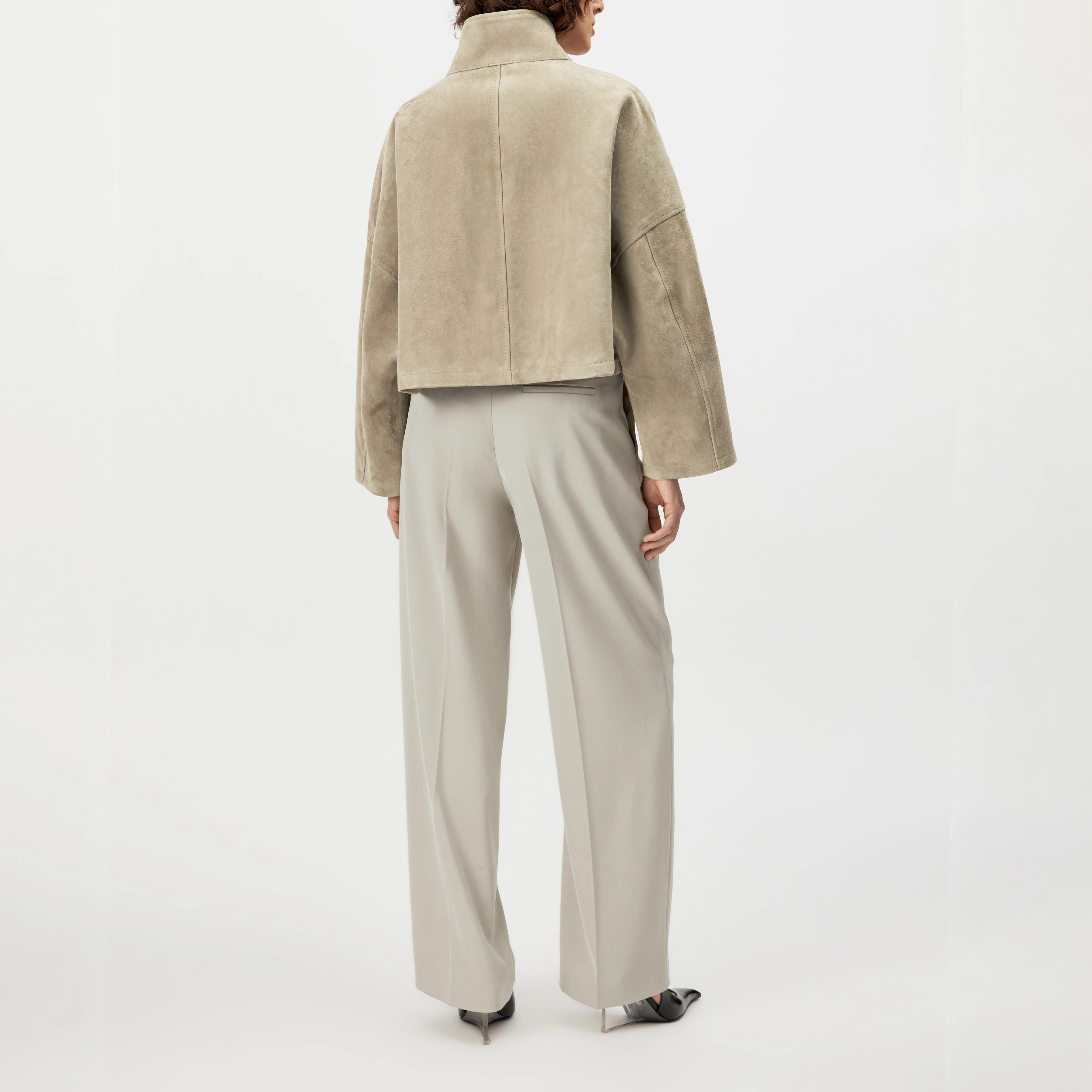 ELSTOW_1 - Oversized jacket in pure goatskin leather - women - beige - Rückansicht
