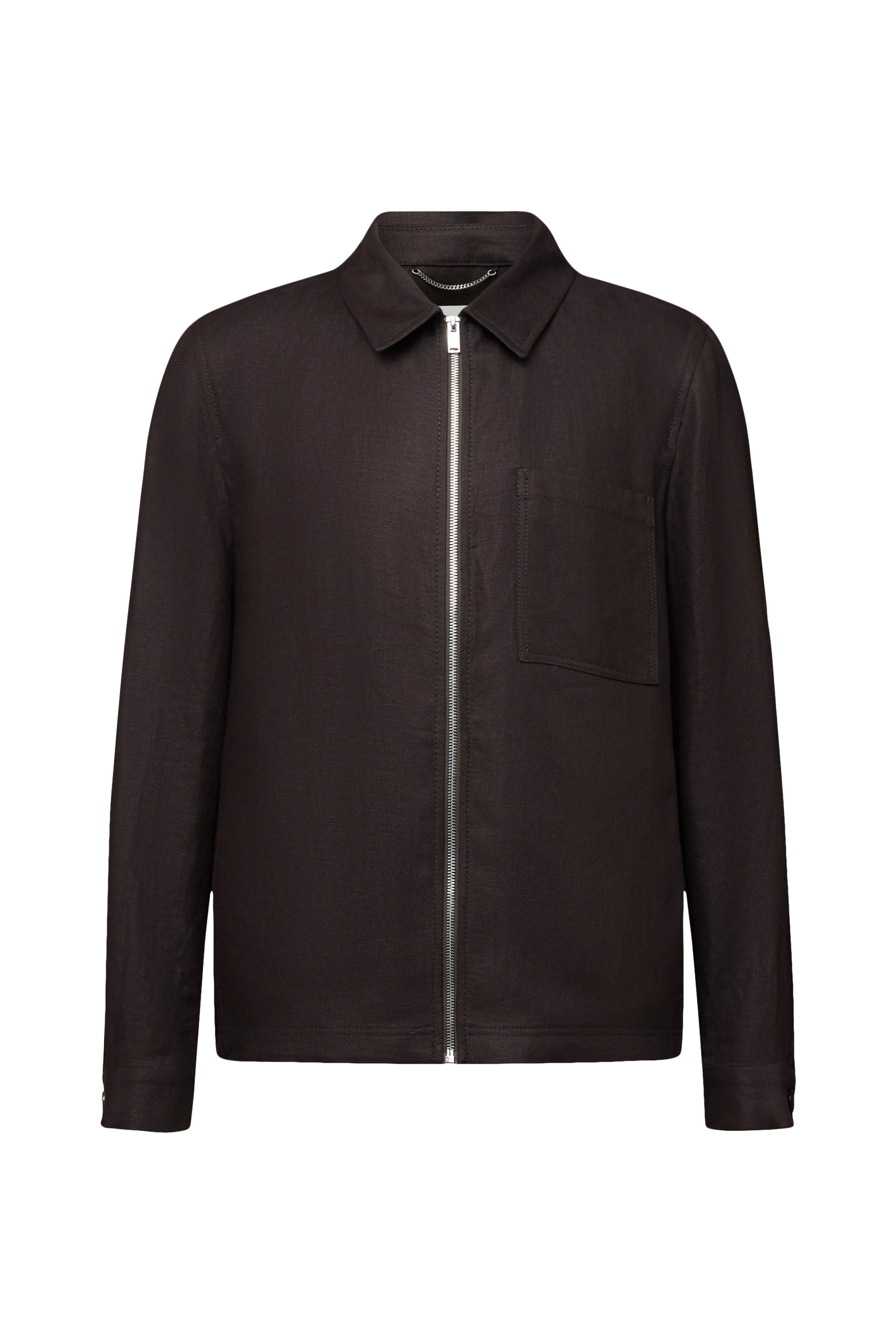 JERSON - Regular Fit Zip-Jacke in reinem Leinen - Herren - braun - Freisteller Frontansicht
