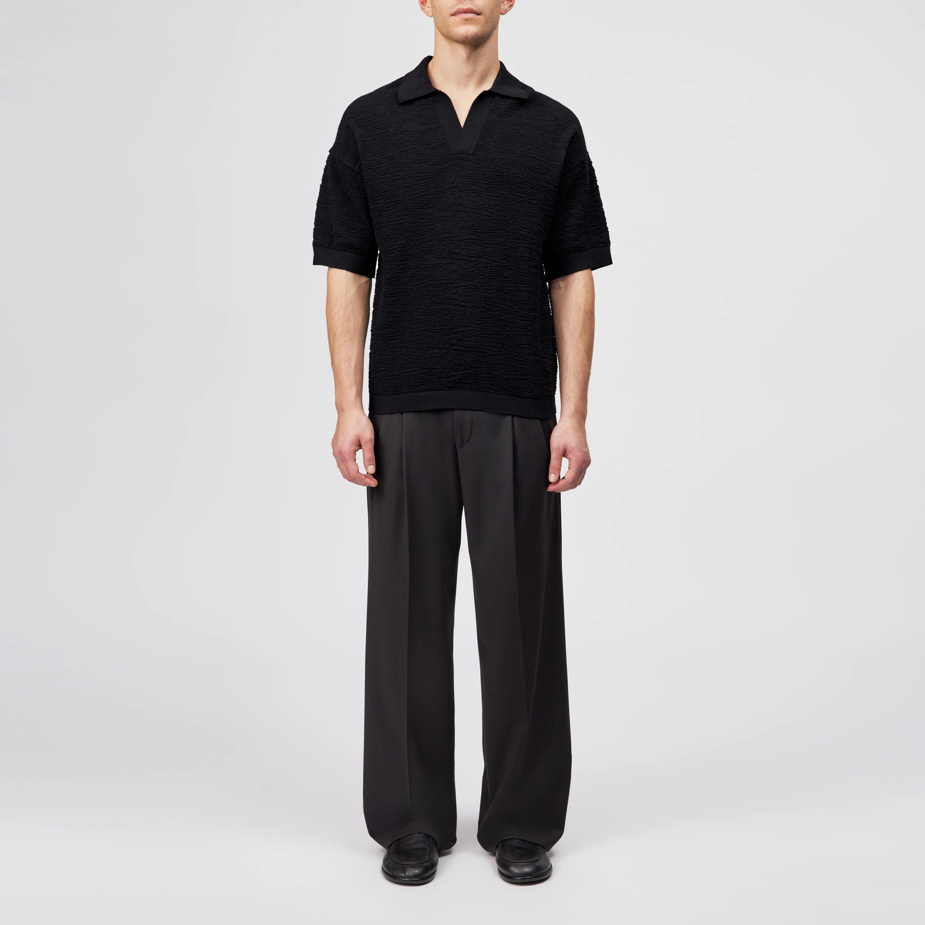 Men knit polo shirt LAURENZZO in black from DRYKORN