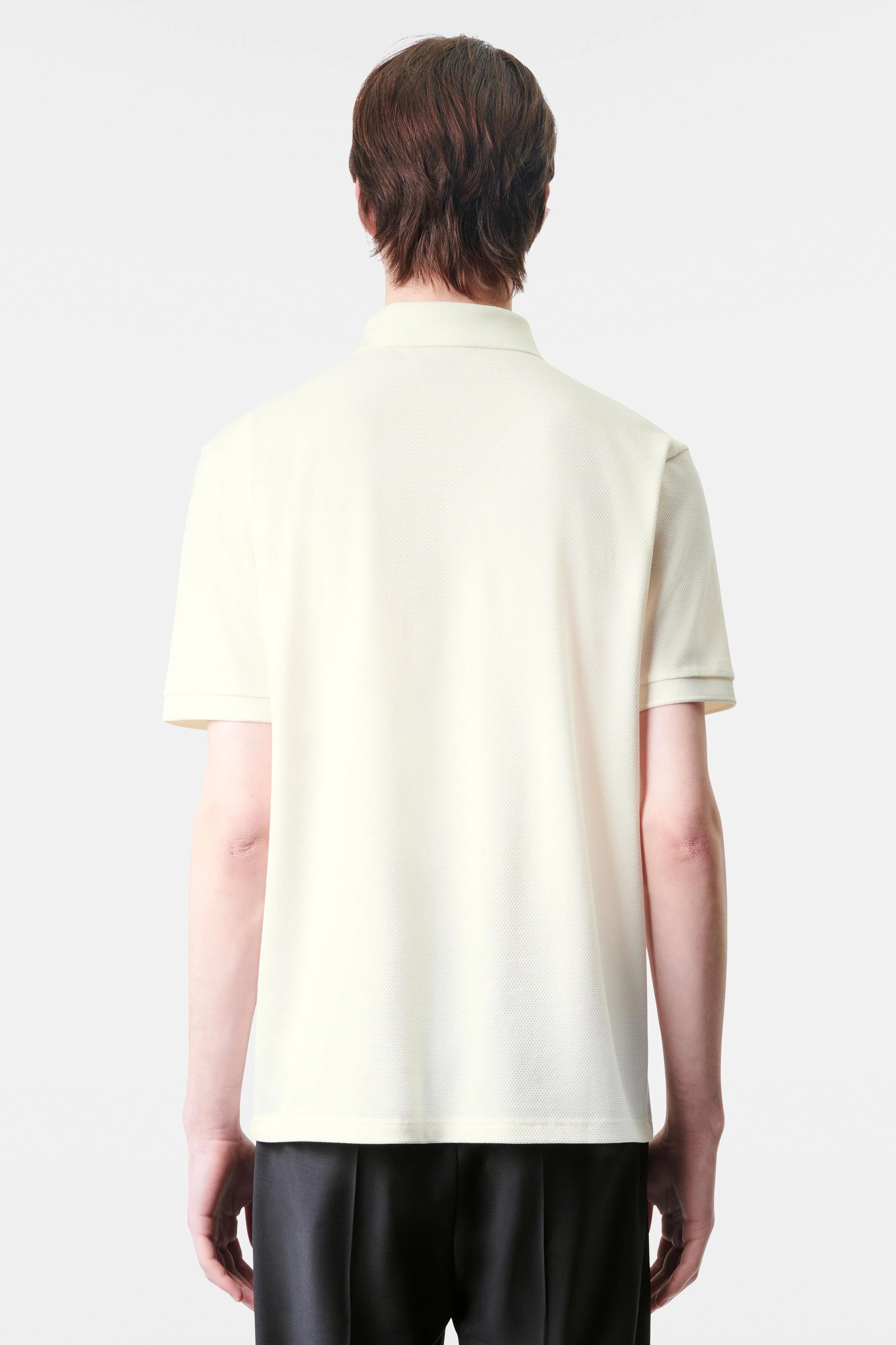 SANTOS - Classic regular fit polo in piqué structure - men - off white - Rückansicht