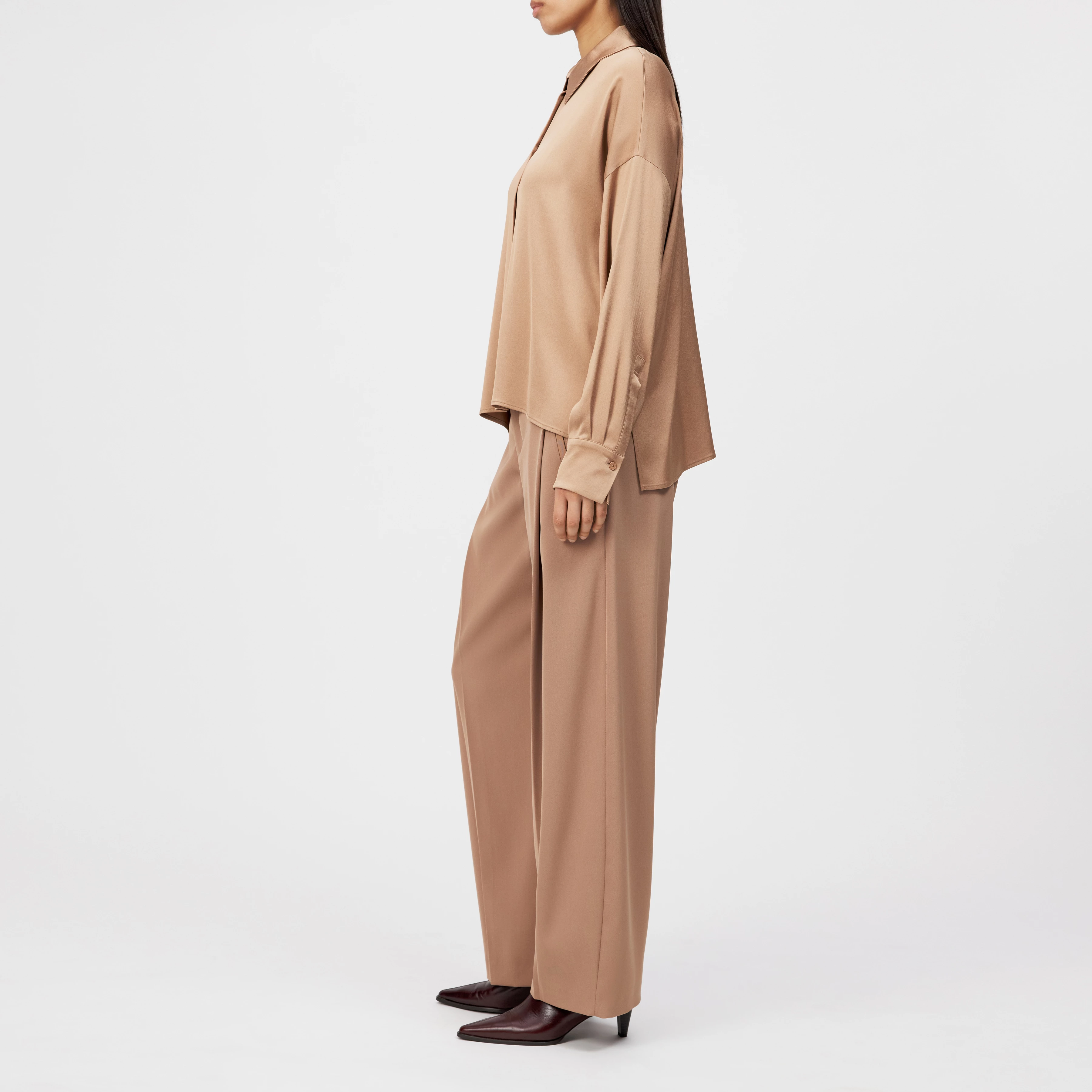 CLOELIA - Klassische Hemdbluse in Satin - Damen - orange - Seitenansicht