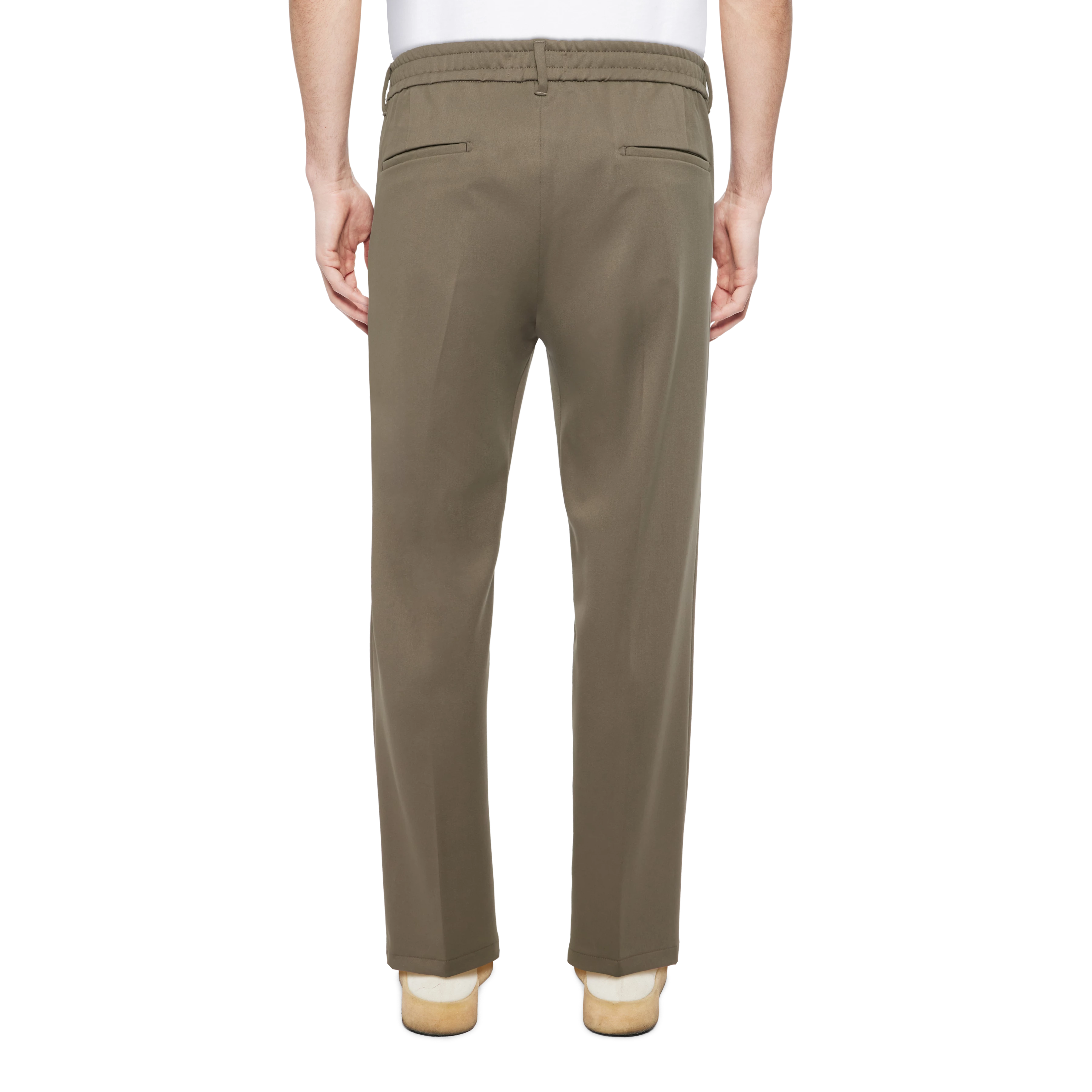 CHASY_RGLR - Casual trousers with pleats in heavy satin - men - green - Rückansicht