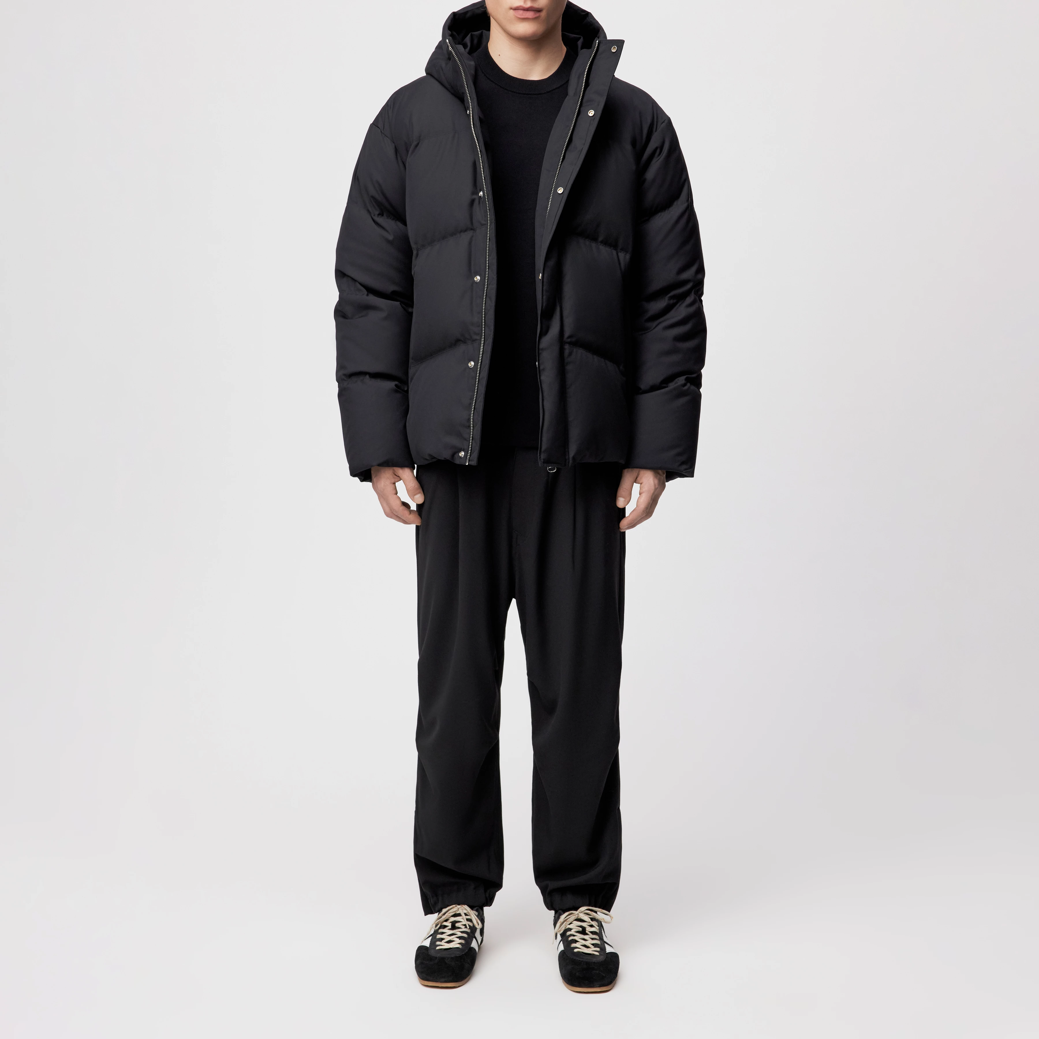 NOTAN - Puffer Jacke in Woll Look - Herren - schwarz - Ganzkörper-Frontansicht