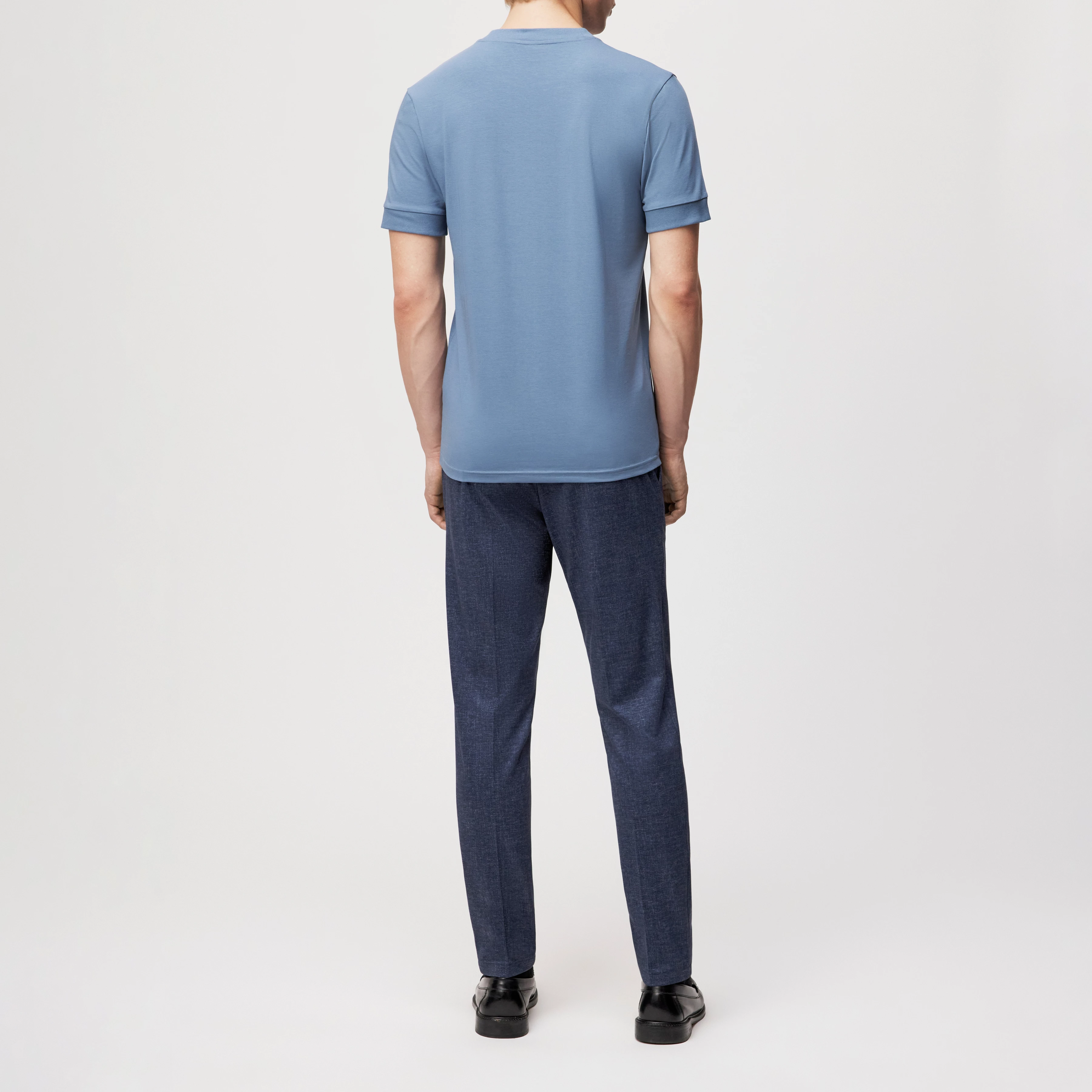 ANTON - Fitted T-shirt in cotton - men - blue - Rückansicht