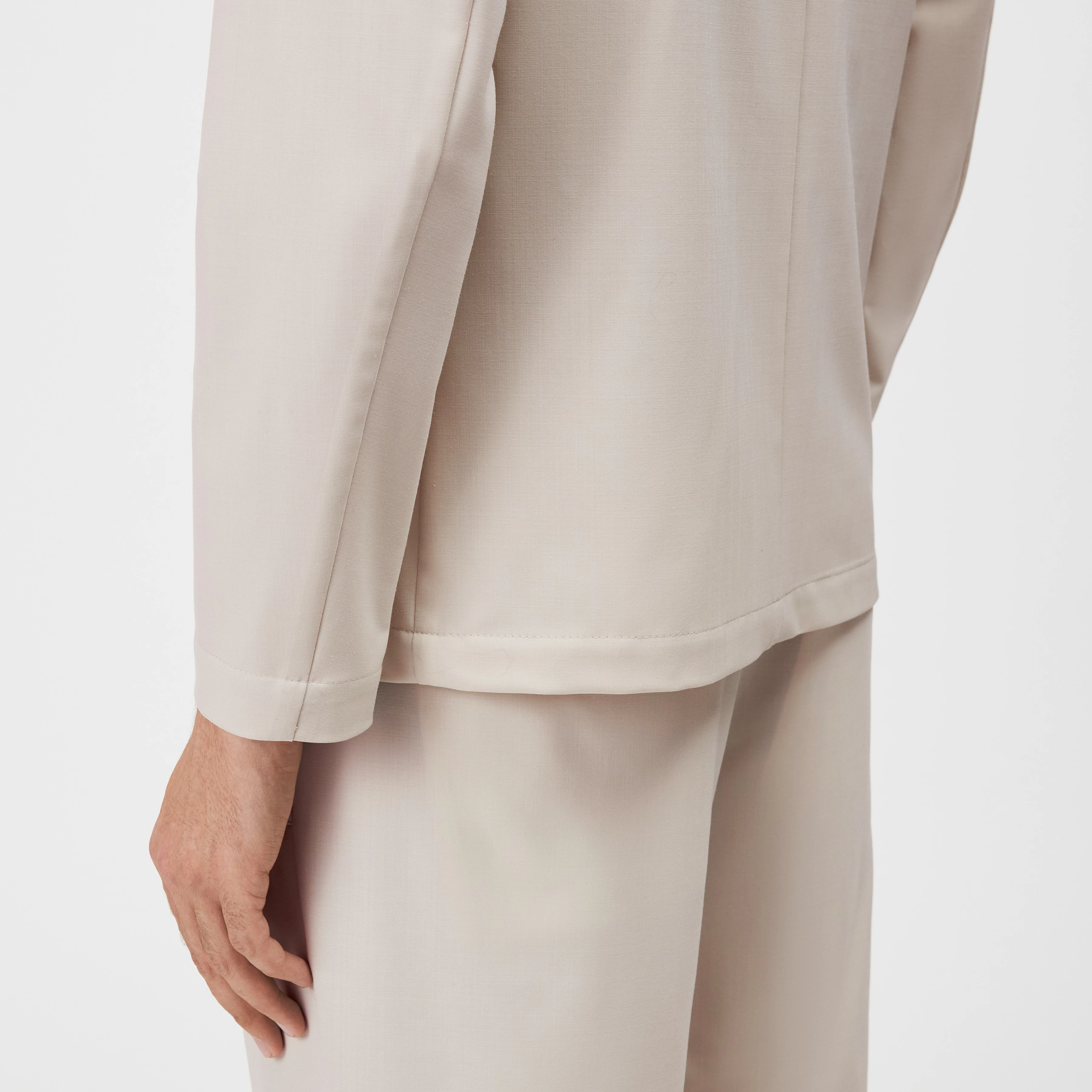 MALIGO - Veste croisée en mélange de laine - men - beige - Detailansicht am Model